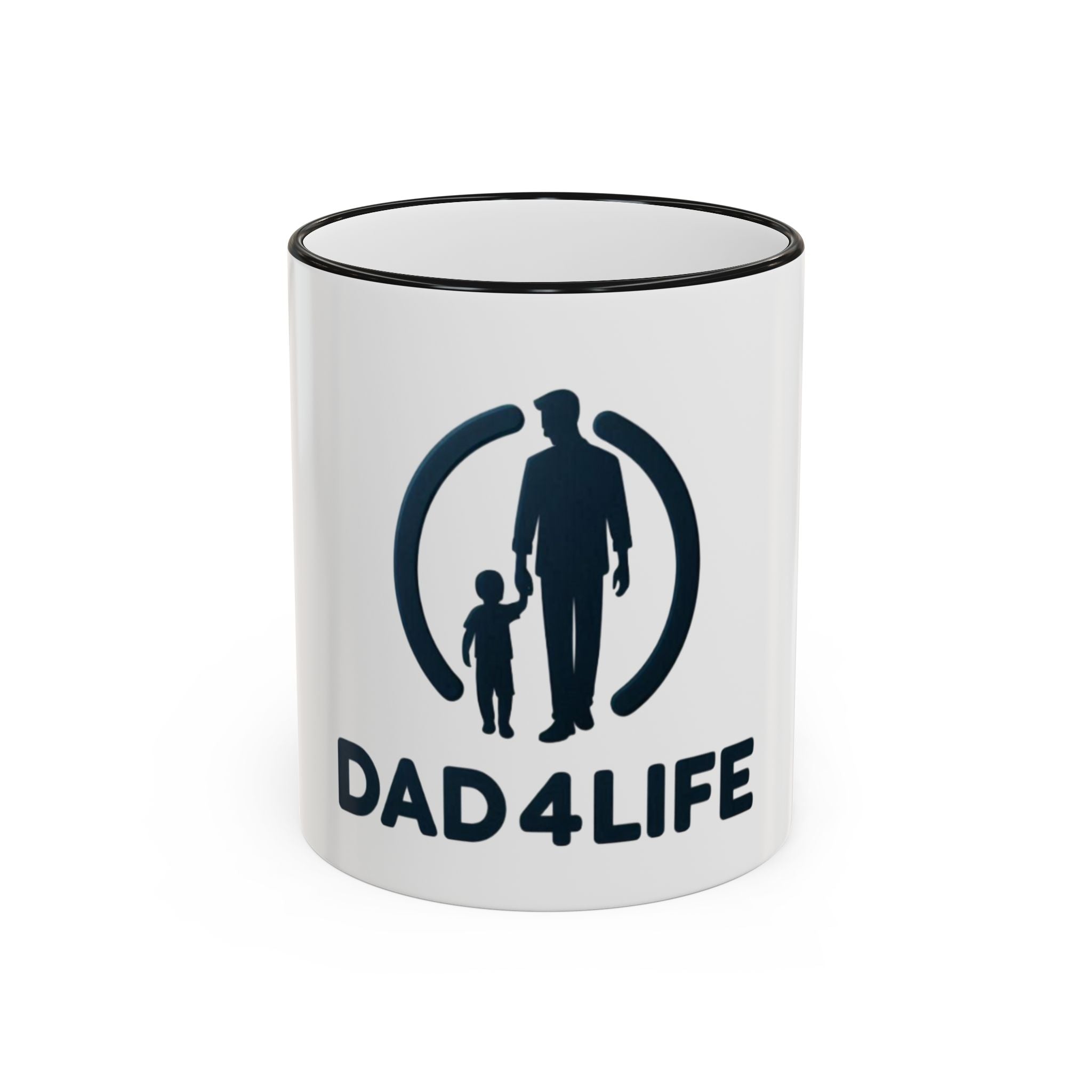 Dad 4 Life Accent Rim Mug — Father & Child Coffee Cup (11oz/15oz)