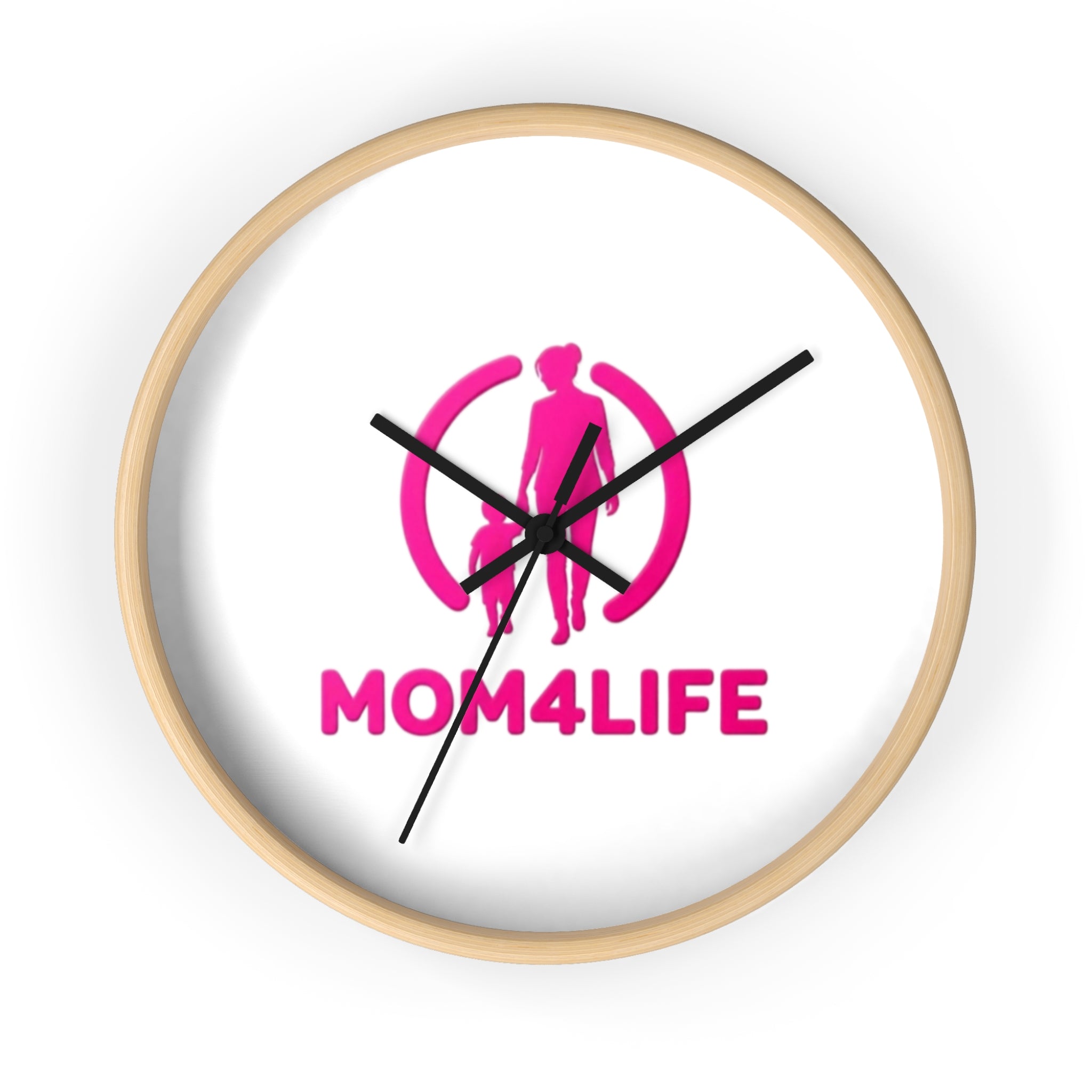 Mom4Life Wall Clock – Pink Mom & Kids Decorative Clock, Mother’s Day Gift