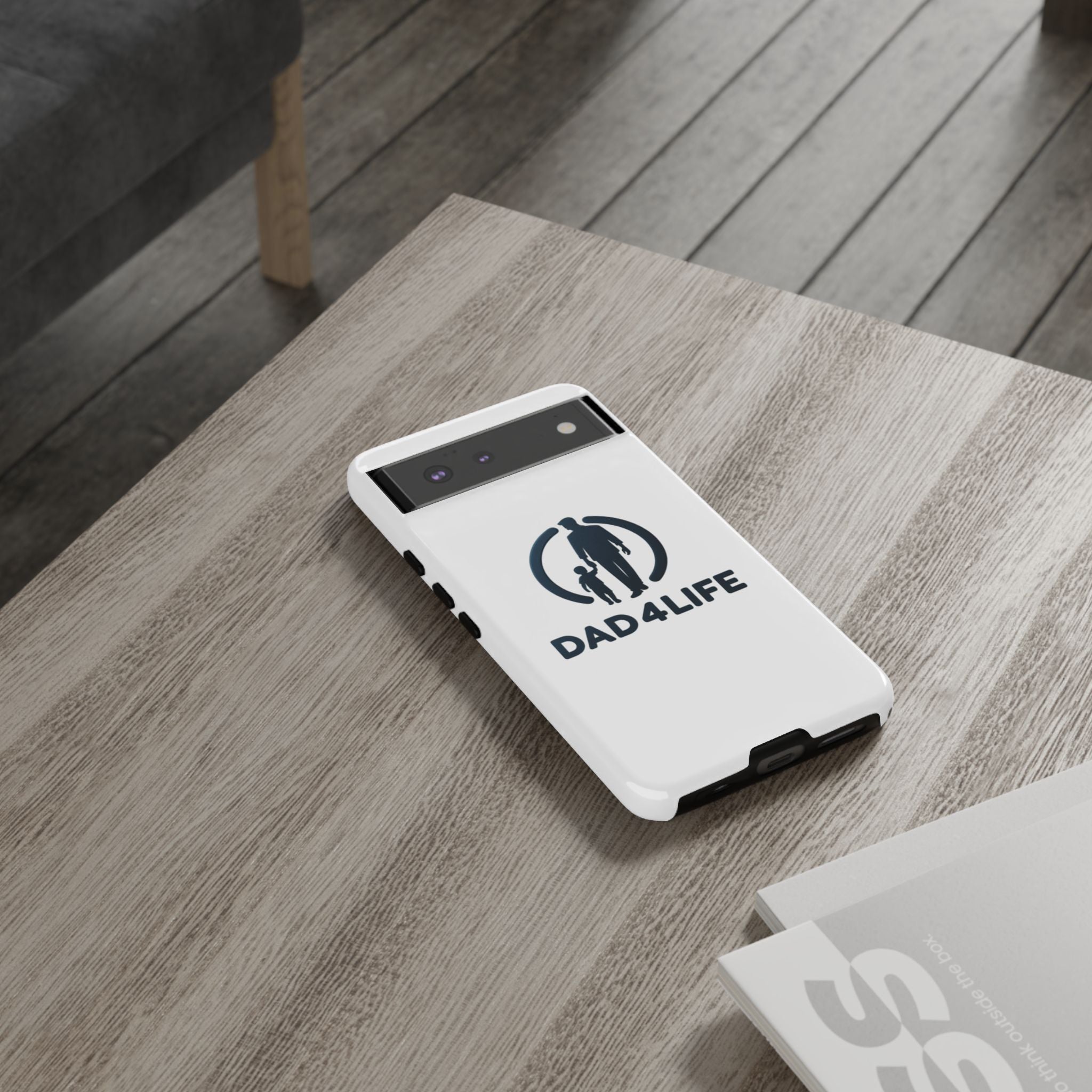 Funda protectora para teléfono Dad4Life — Funda protectora con silueta de padre e hijo