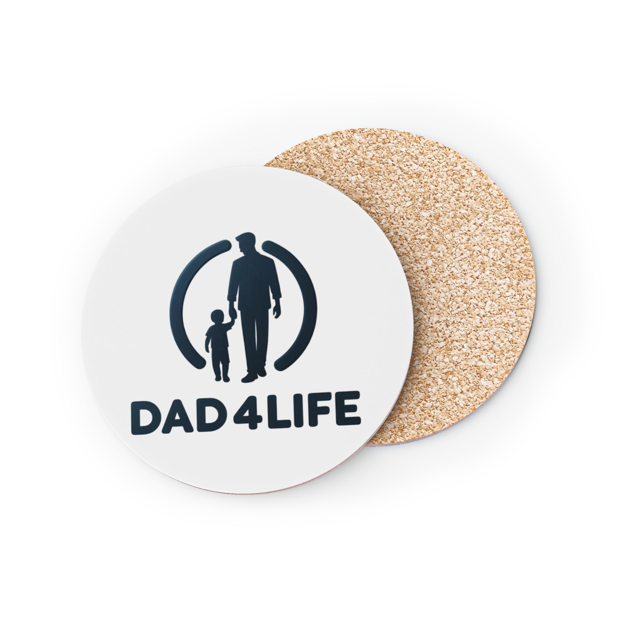 Dad4Life Coasters — Father's Day Cork Drink Coasters, Dad & Child Silhouette