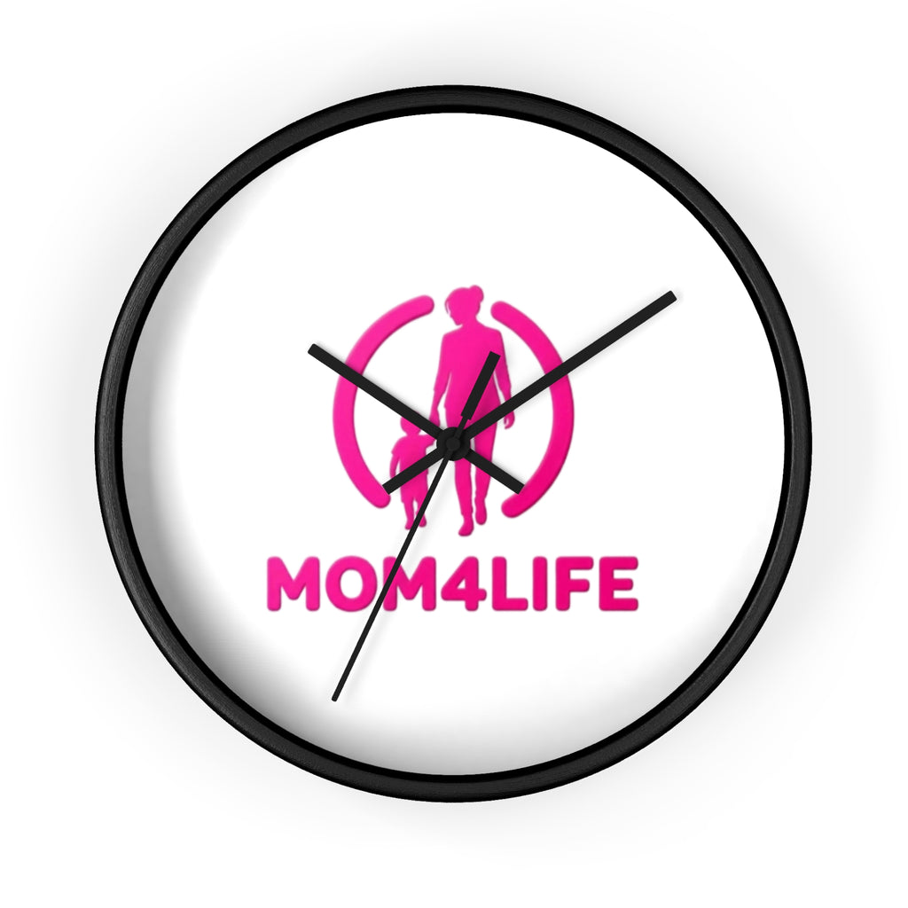 Mom4Life Wall Clock – Pink Mom & Kids Decorative Clock, Mother’s Day Gift