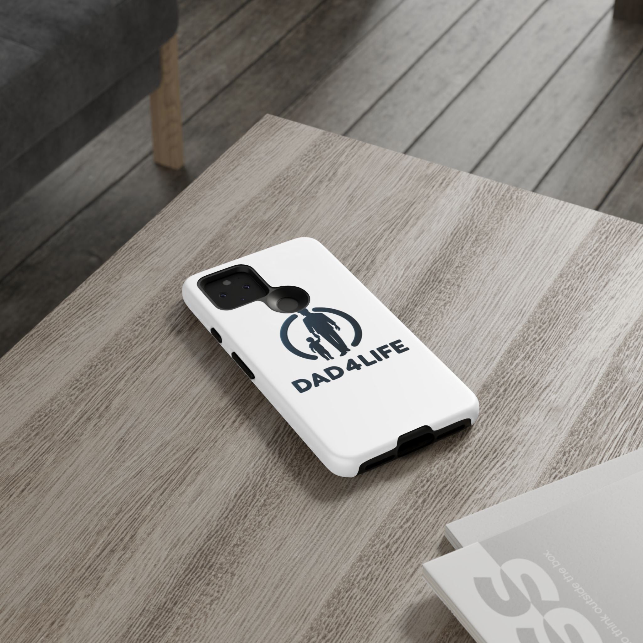 Funda protectora para teléfono Dad4Life — Funda protectora con silueta de padre e hijo