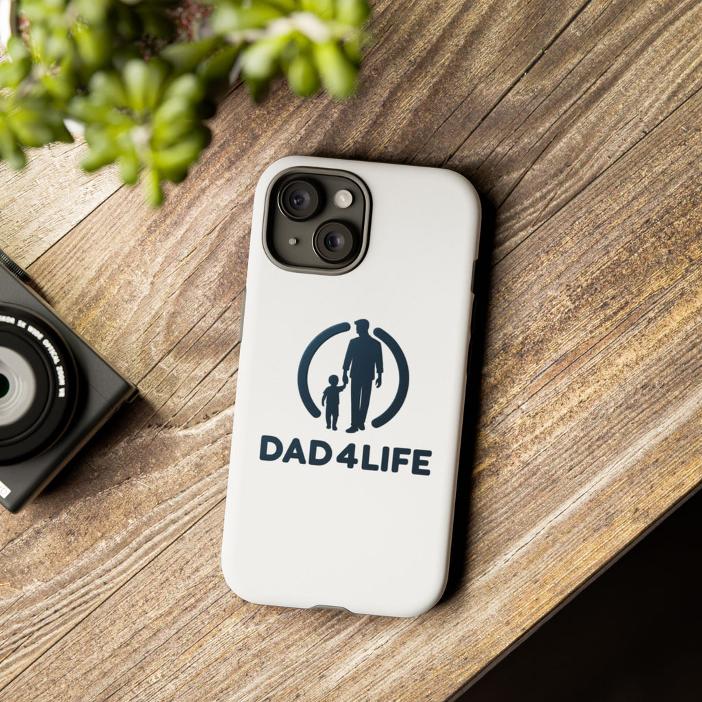 Funda protectora para teléfono Dad4Life — Funda protectora con silueta de padre e hijo