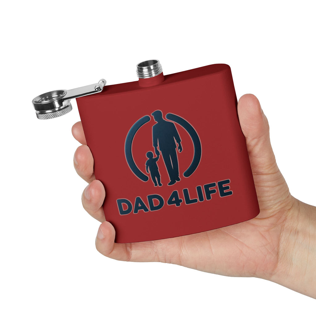 6oz Stainless Steel Flask — "DAD 4 LIFE" Father & Son Graphic, Father's Day Gift