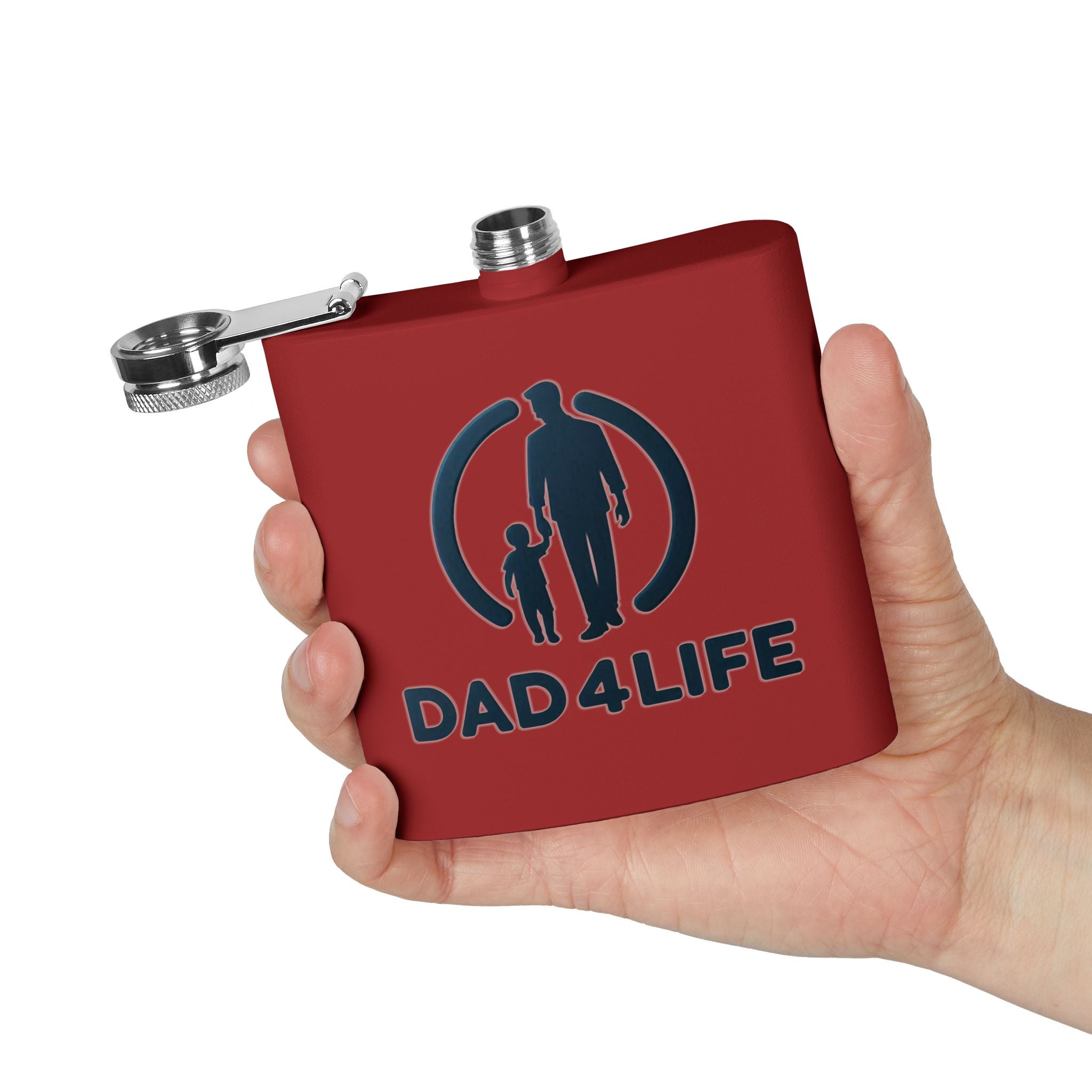 6oz Stainless Steel Flask — "DAD 4 LIFE" Father & Son Graphic, Father's Day Gift