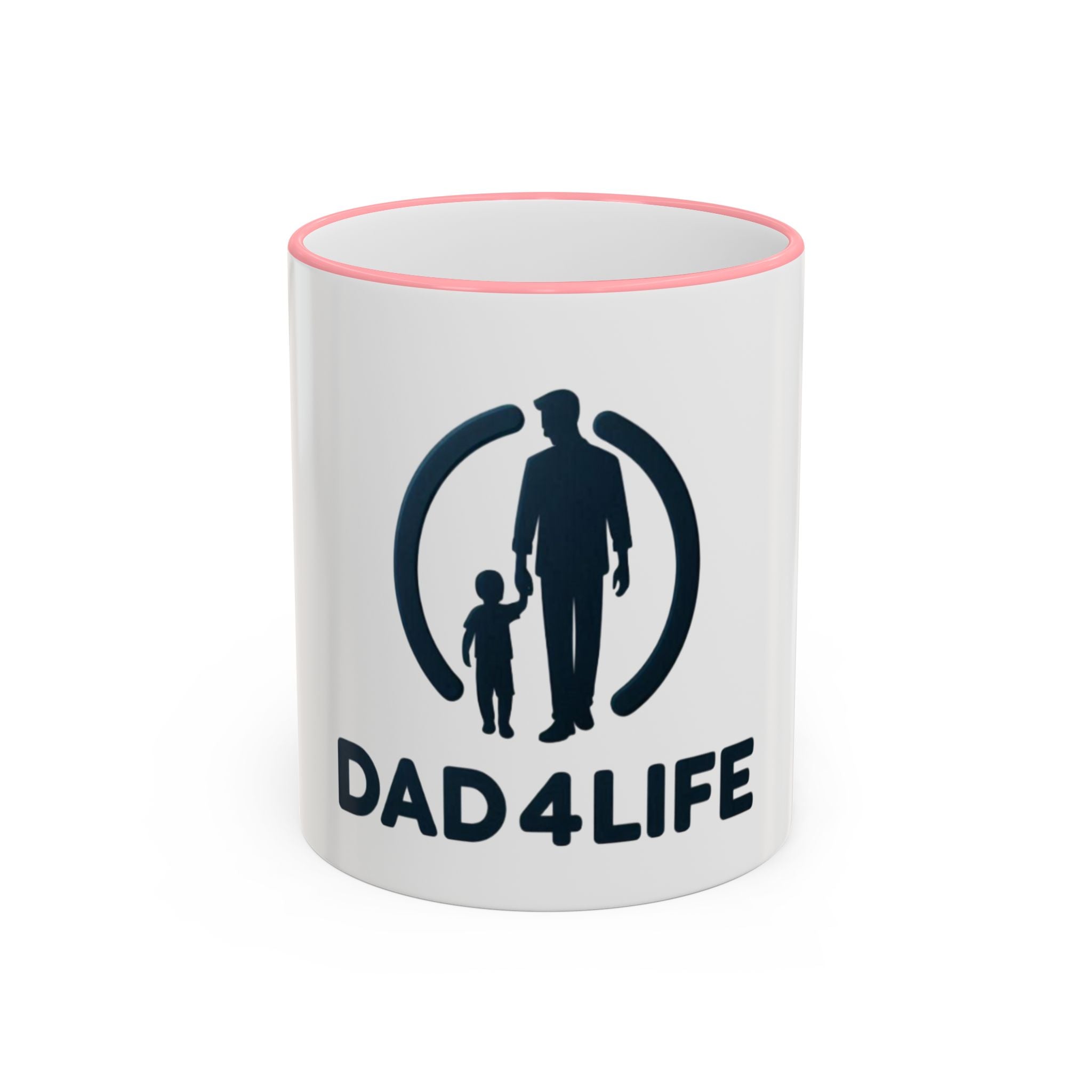 Dad 4 Life Accent Rim Mug — Father & Child Coffee Cup (11oz/15oz)