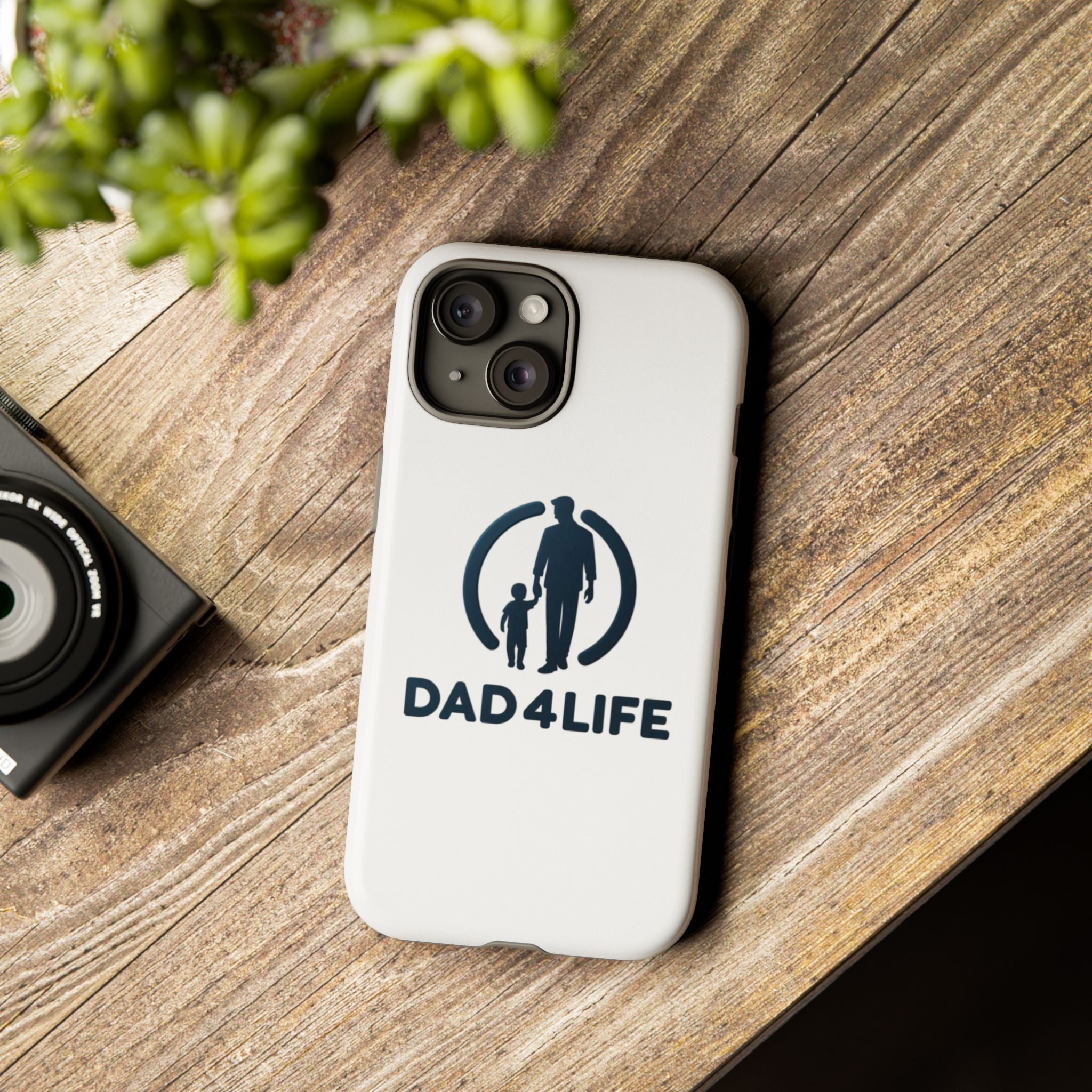 Funda protectora para teléfono Dad4Life — Funda protectora con silueta de padre e hijo