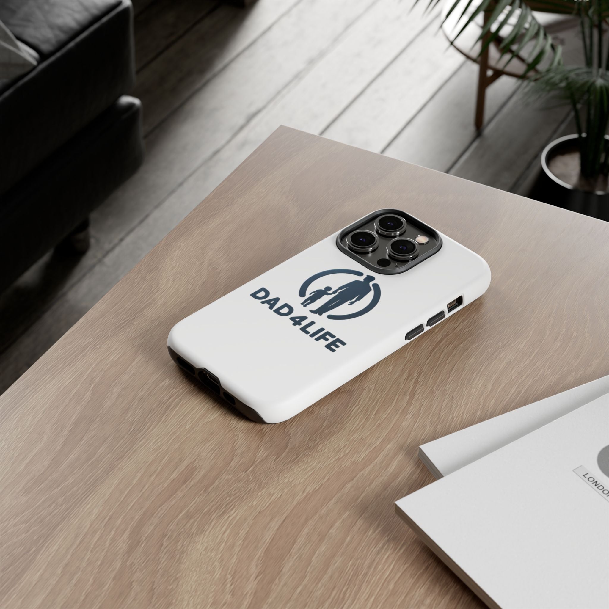 Funda protectora para teléfono Dad4Life — Funda protectora con silueta de padre e hijo