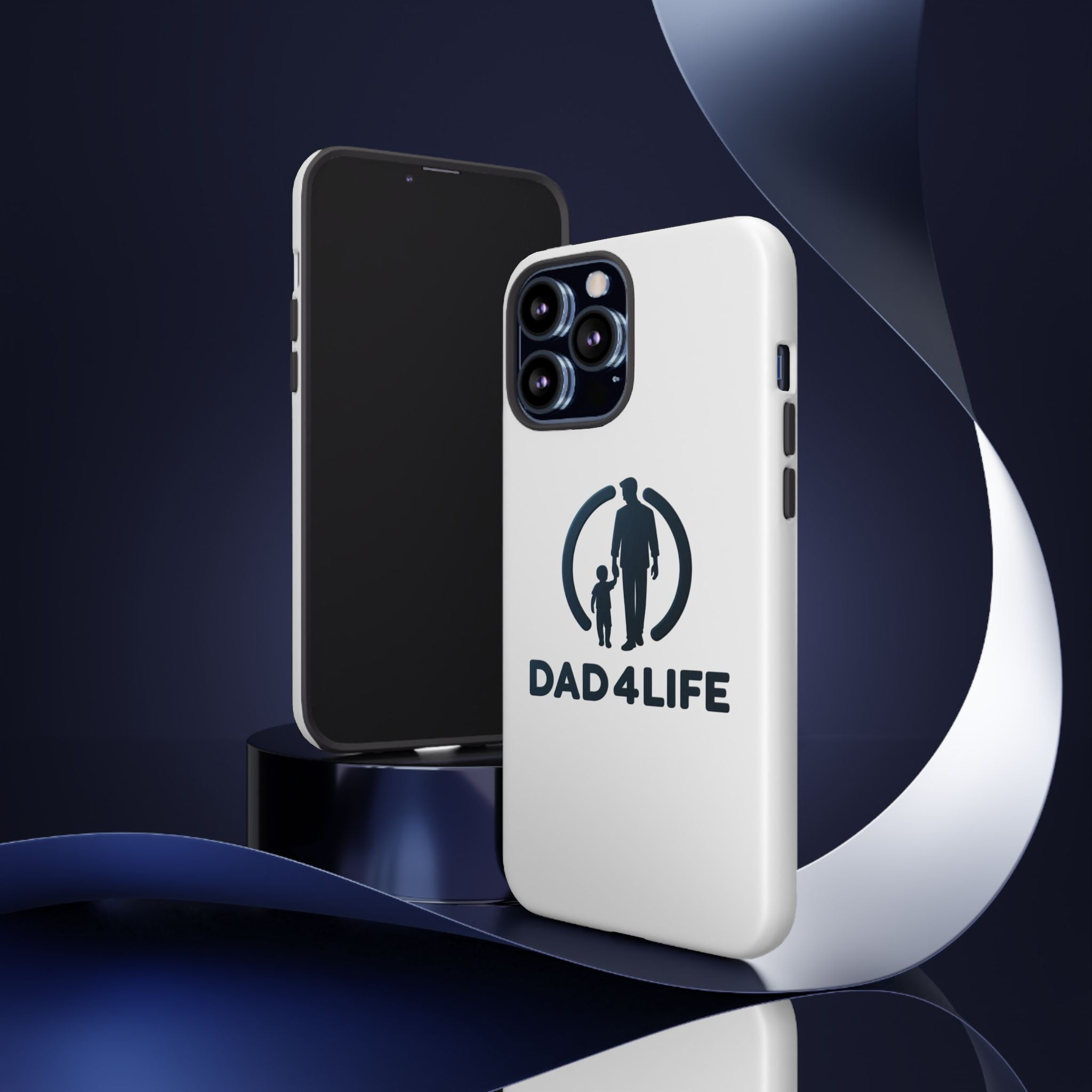 Funda protectora para teléfono Dad4Life — Funda protectora con silueta de padre e hijo
