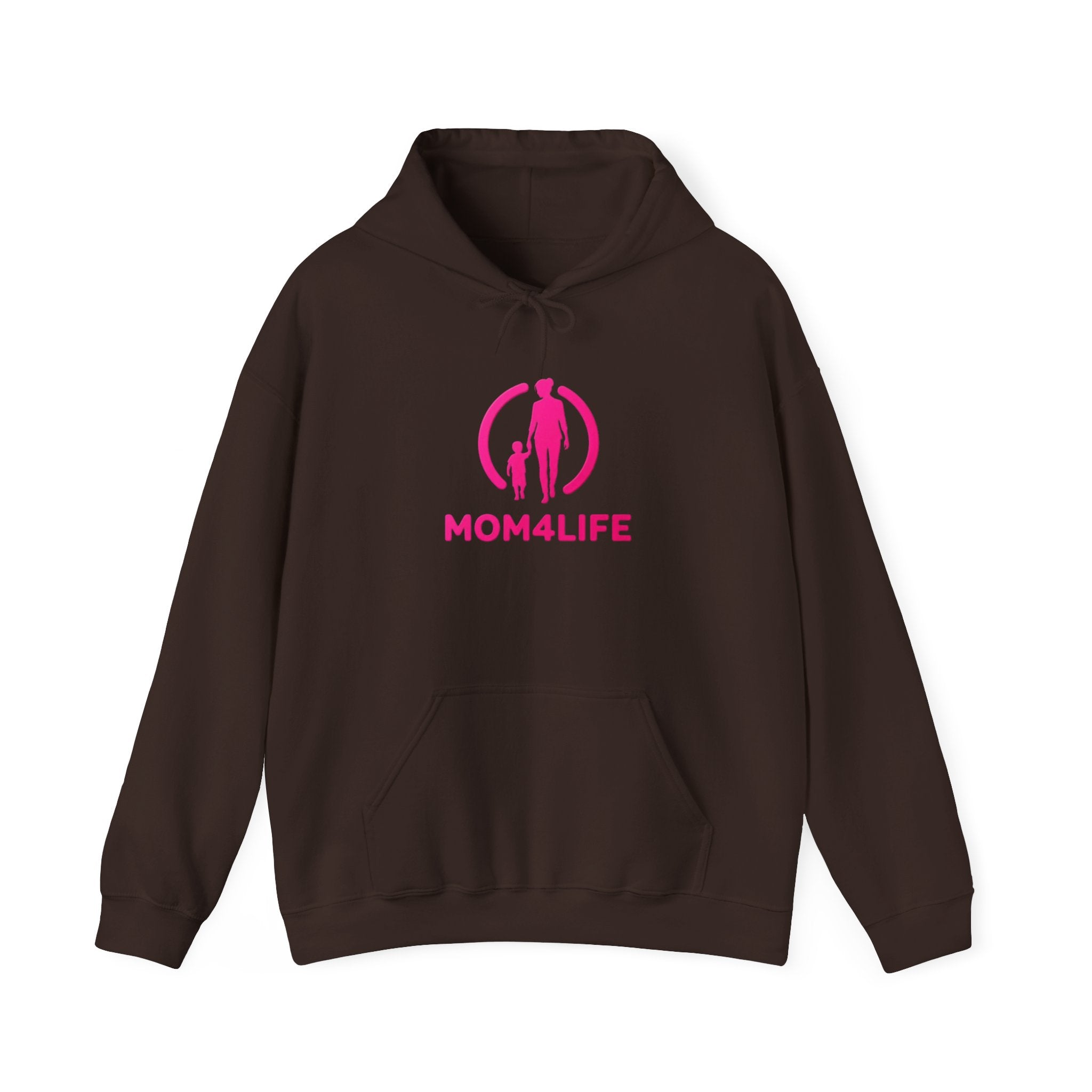 Mom4Life Hoodie — Pink Mom & Child Graphic Pullover, Mother's Day Gift