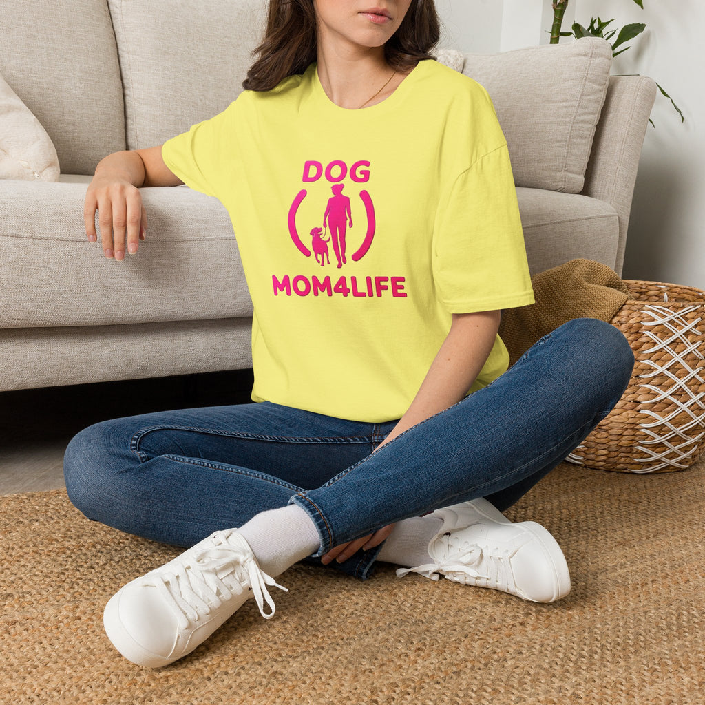 Dog Mom 4 Life T-Shirt — Pink Silhouette Pet Lover Tee