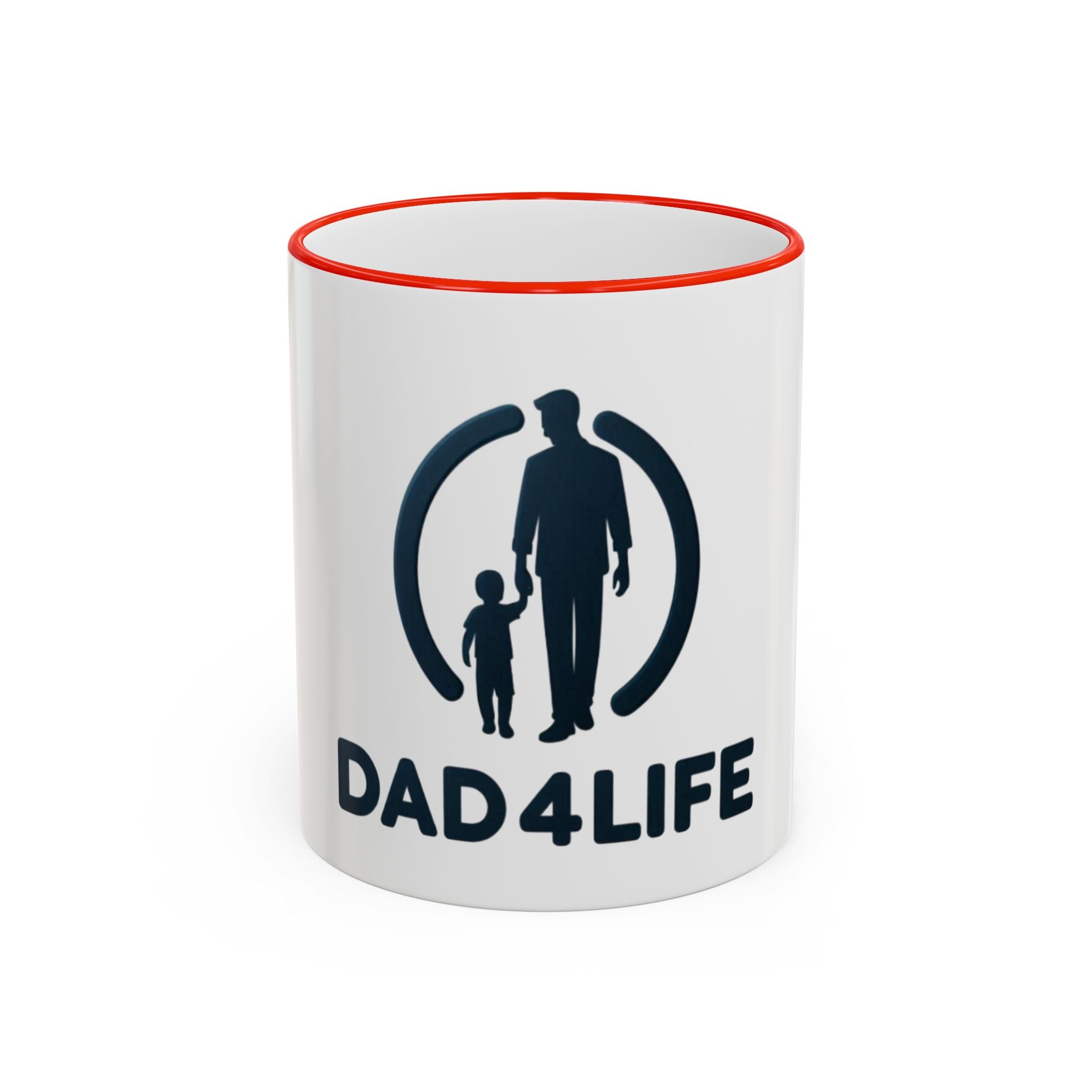 Dad 4 Life Accent Rim Mug — Father & Child Coffee Cup (11oz/15oz)