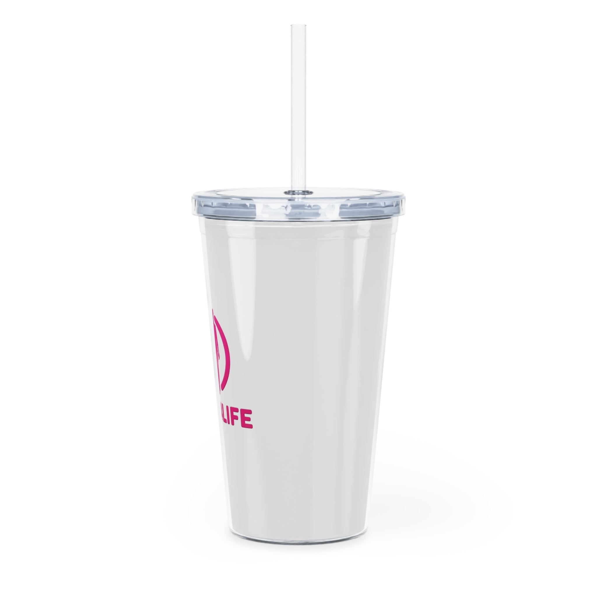 Mom4Life Plastic Tumbler with Straw — Pink Mom & Child Travel Cup