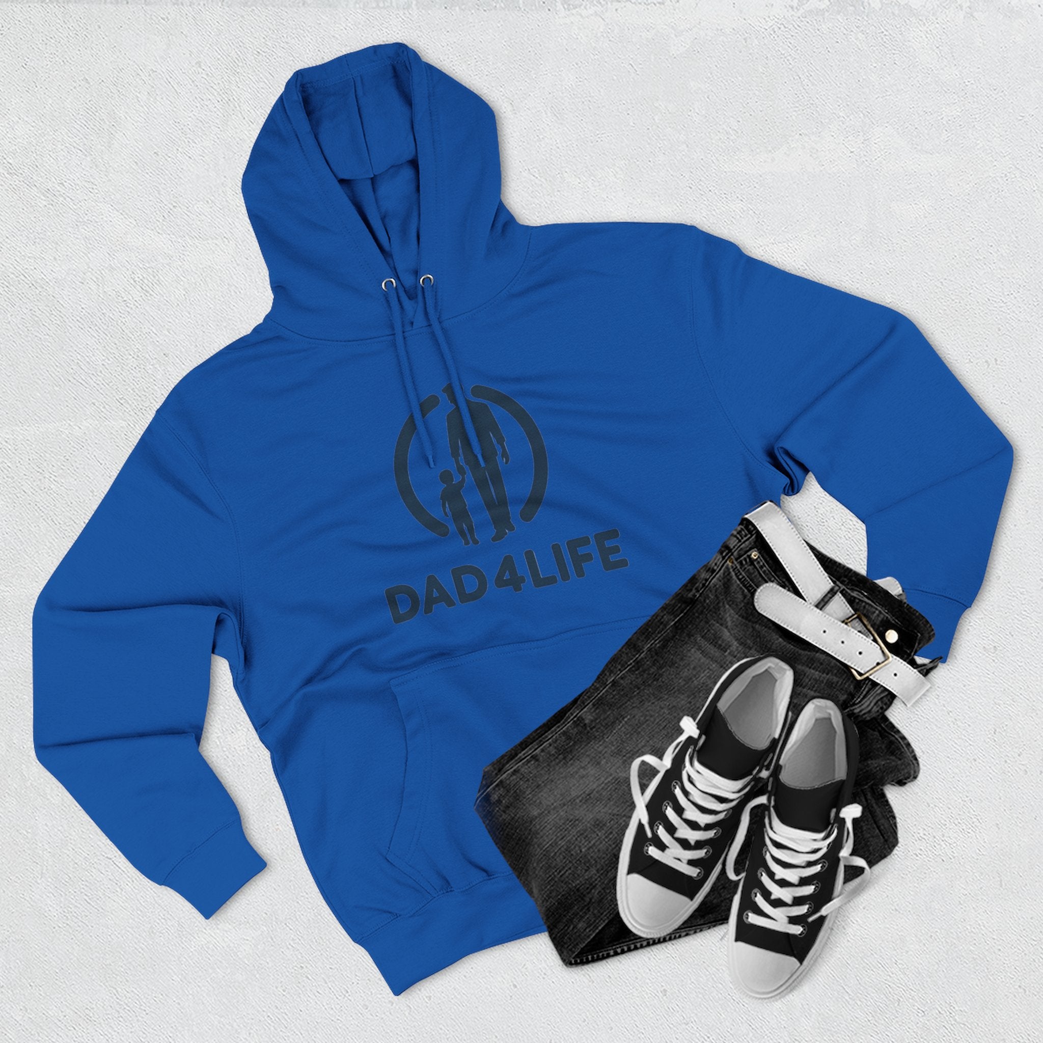 Dad 4 Life Hoodie — Father & Child Silhouette Fleece Pullover