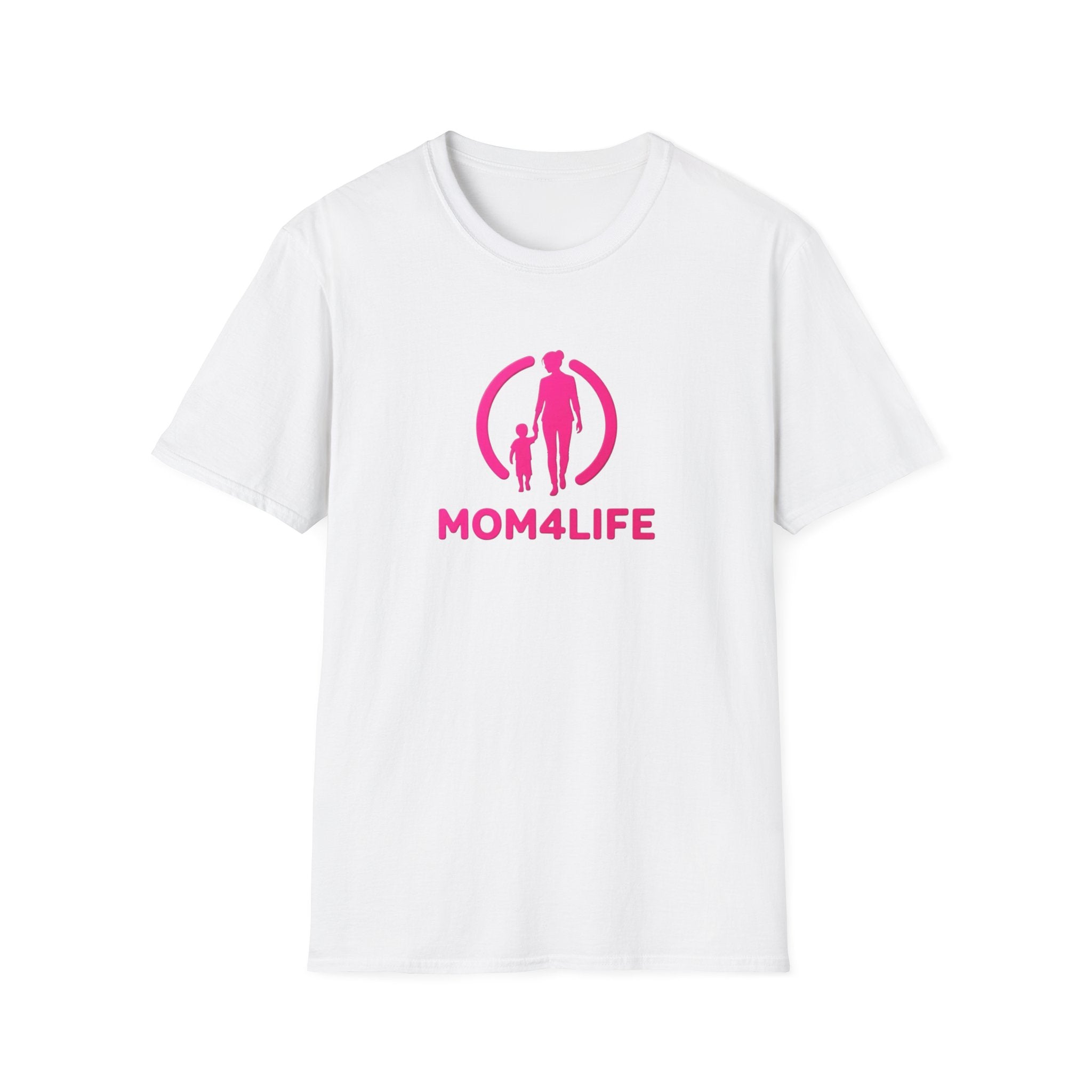 Mom4Life T-Shirt — Pink Mom and Child Graphic Tee, Mother's Day Gift