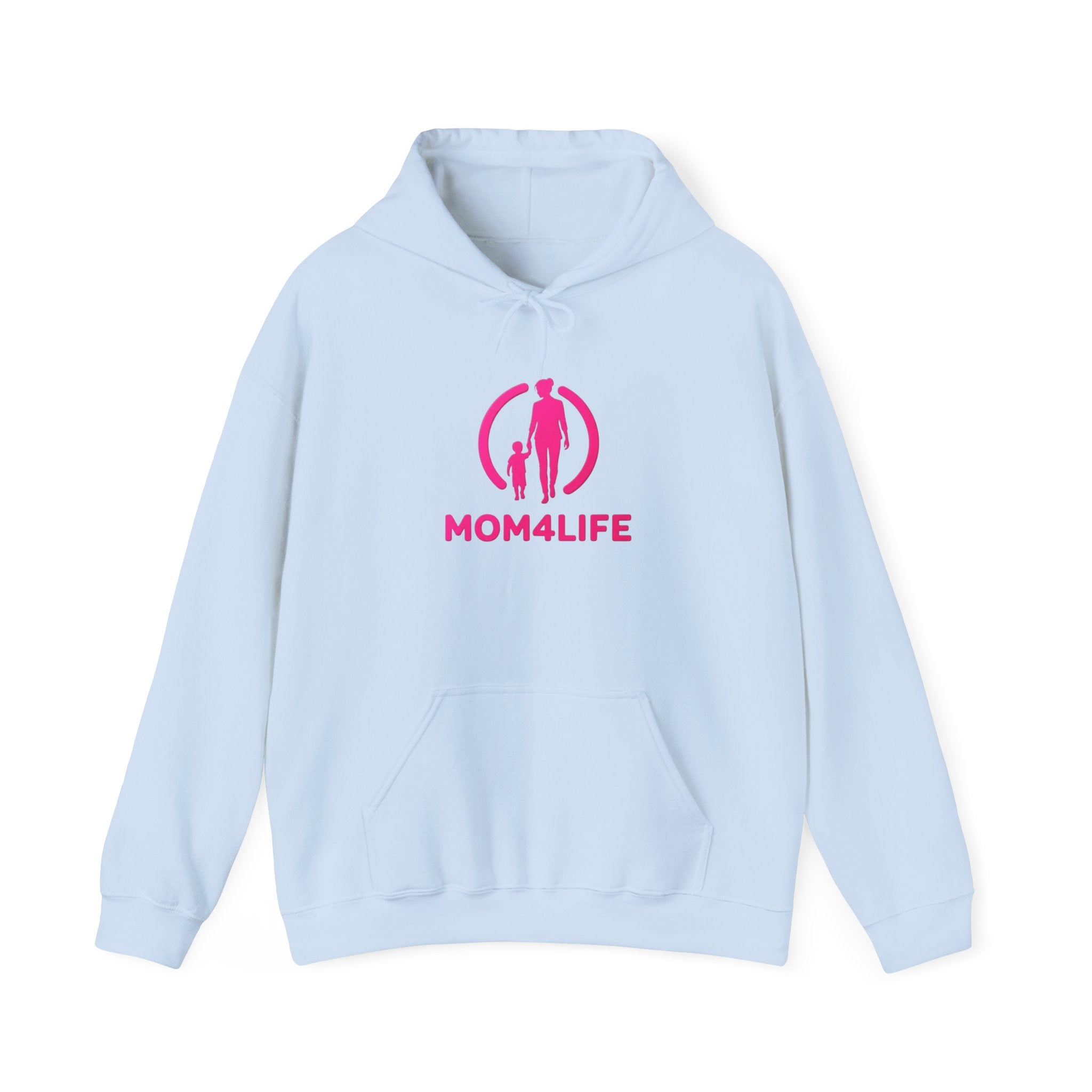 Mom4Life Hoodie — Pink Mom & Child Graphic Pullover, Mother's Day Gift