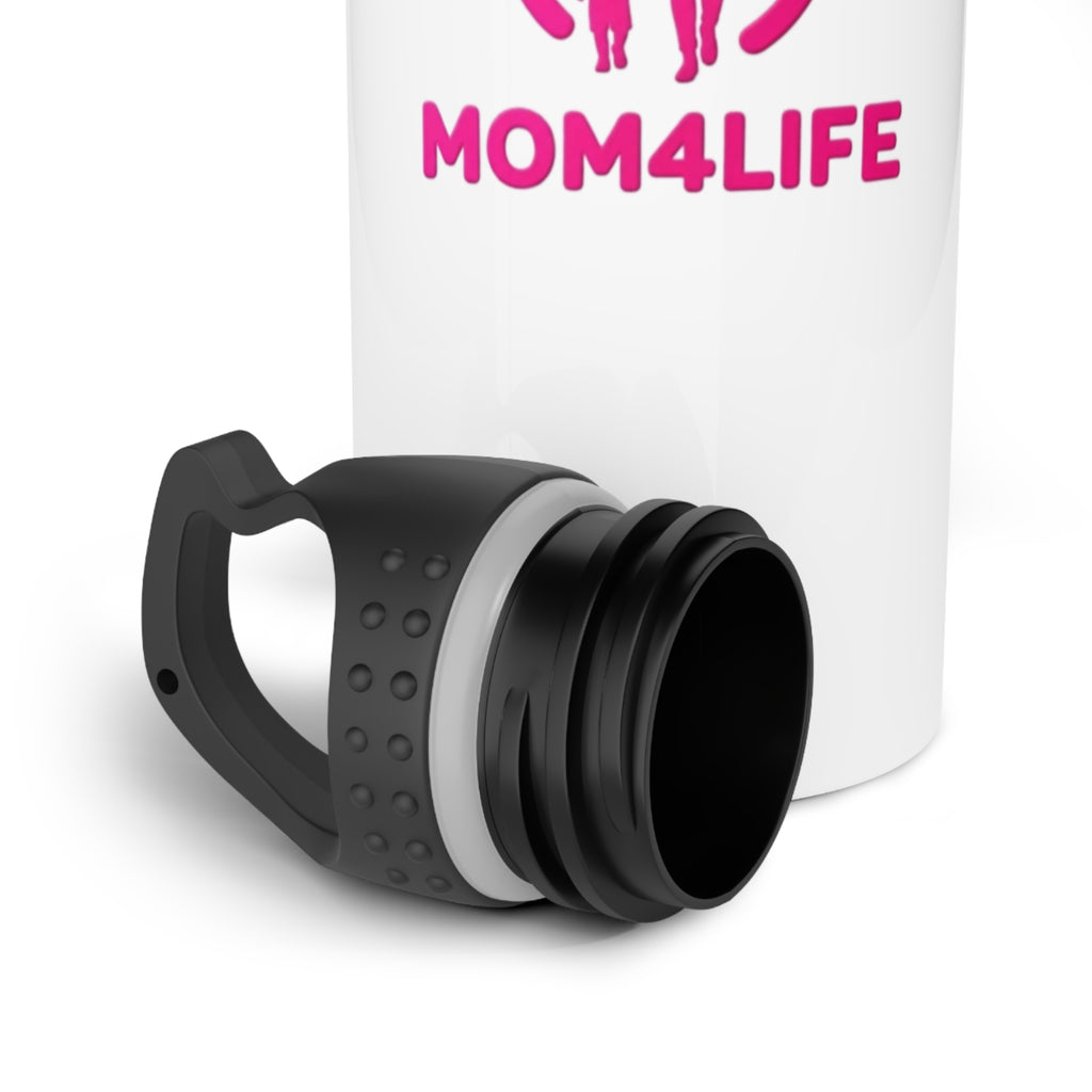 Mom4Life Stainless Steel Water Bottle – Pink Mom & Child Logo, Mother's Day Gift
