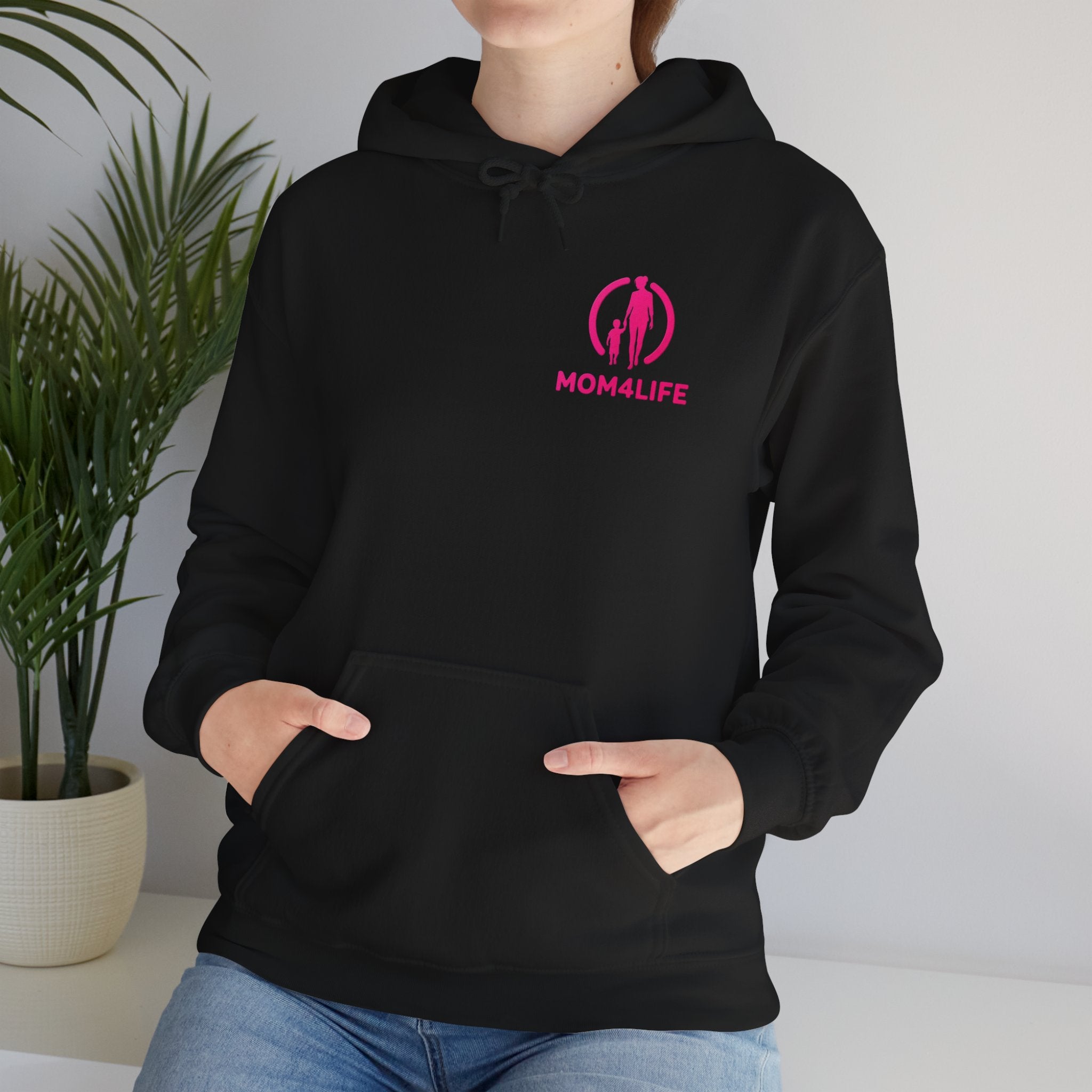Mom4Life Hoodie – Pink Logo Mother's Day Pullover