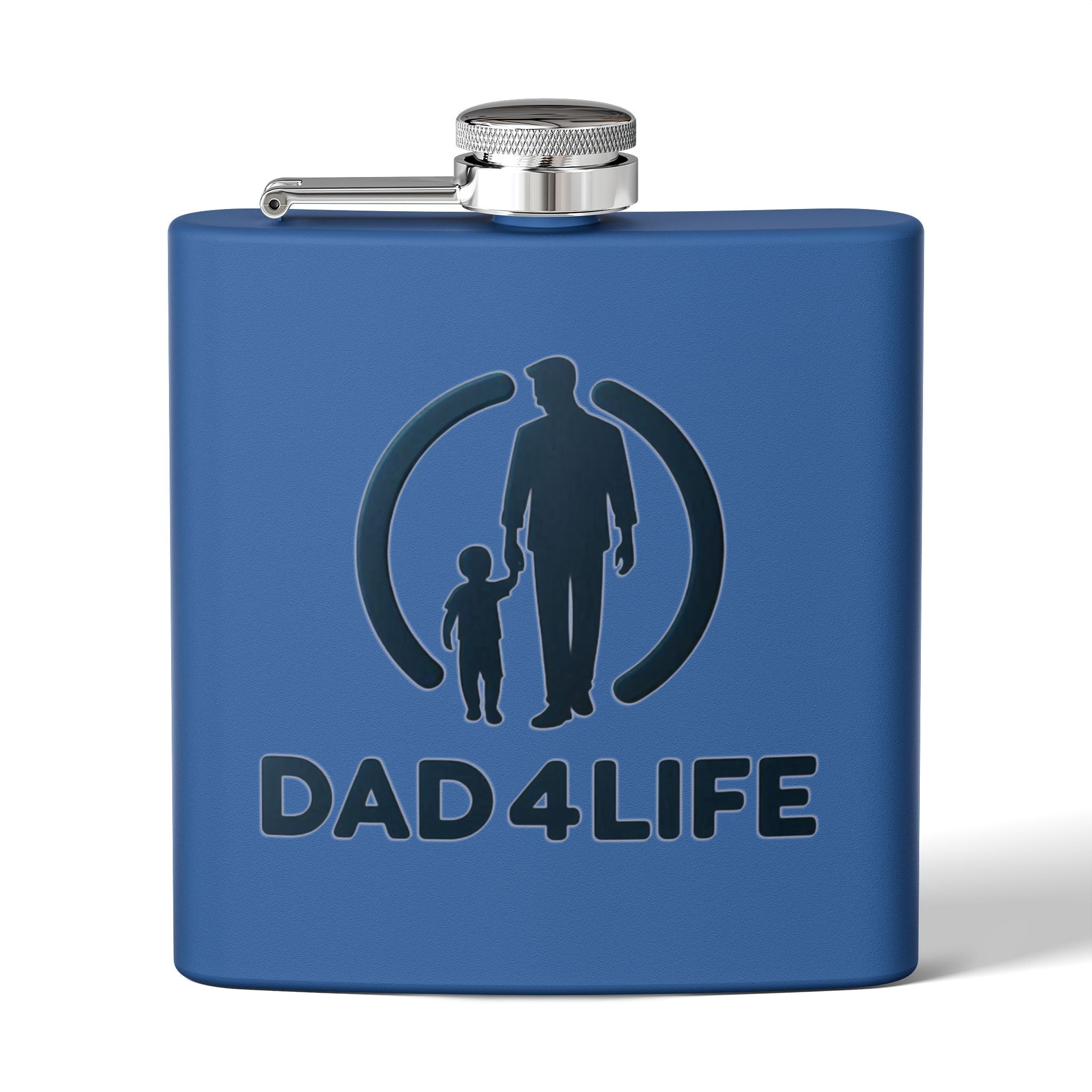 6oz Stainless Steel Flask — "DAD 4 LIFE" Father & Son Graphic, Father's Day Gift