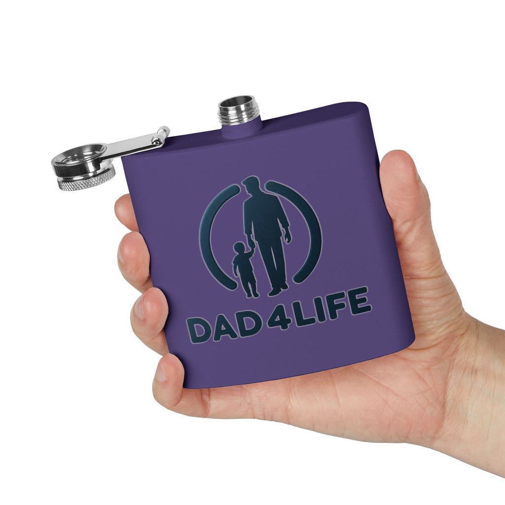 6oz Stainless Steel Flask — "DAD 4 LIFE" Father & Son Graphic, Father's Day Gift