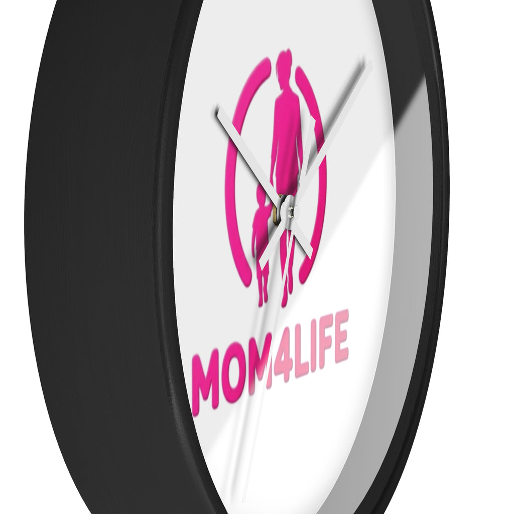 Mom4Life Wall Clock – Pink Mom & Kids Decorative Clock, Mother’s Day Gift