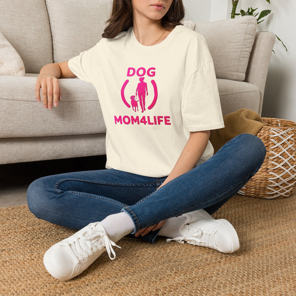 Dog Mom 4 Life T-Shirt — Pink Silhouette Pet Lover Tee