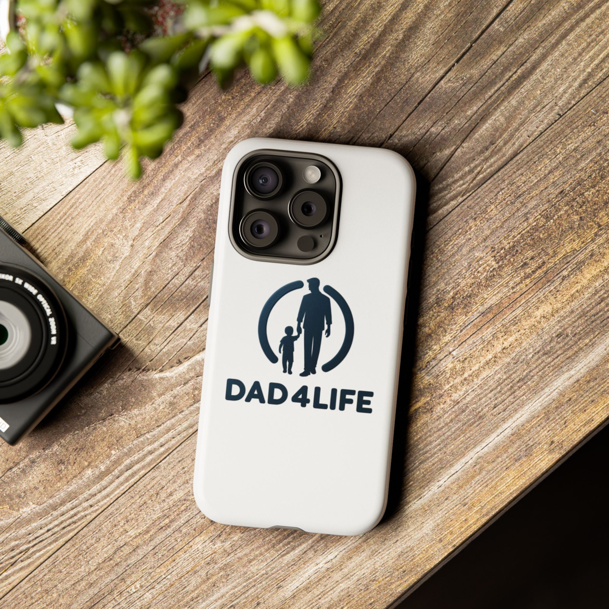 Funda protectora para teléfono Dad4Life — Funda protectora con silueta de padre e hijo