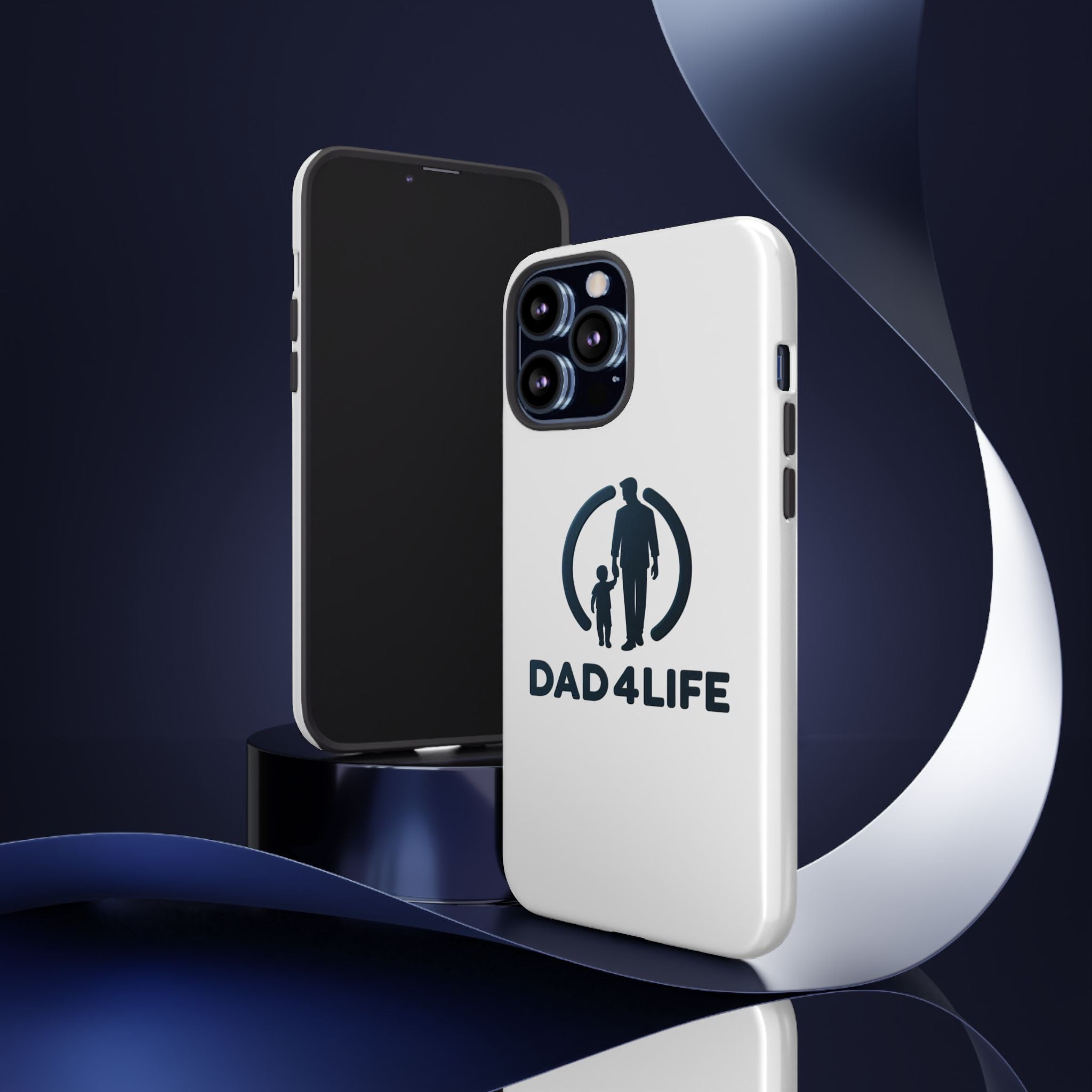 Funda protectora para teléfono Dad4Life — Funda protectora con silueta de padre e hijo