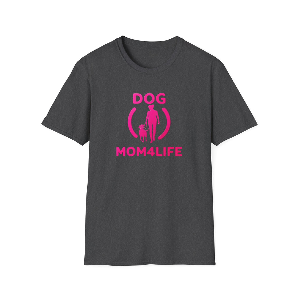 Dog Mom 4 Life T-Shirt — Pink Silhouette Pet Lover Tee
