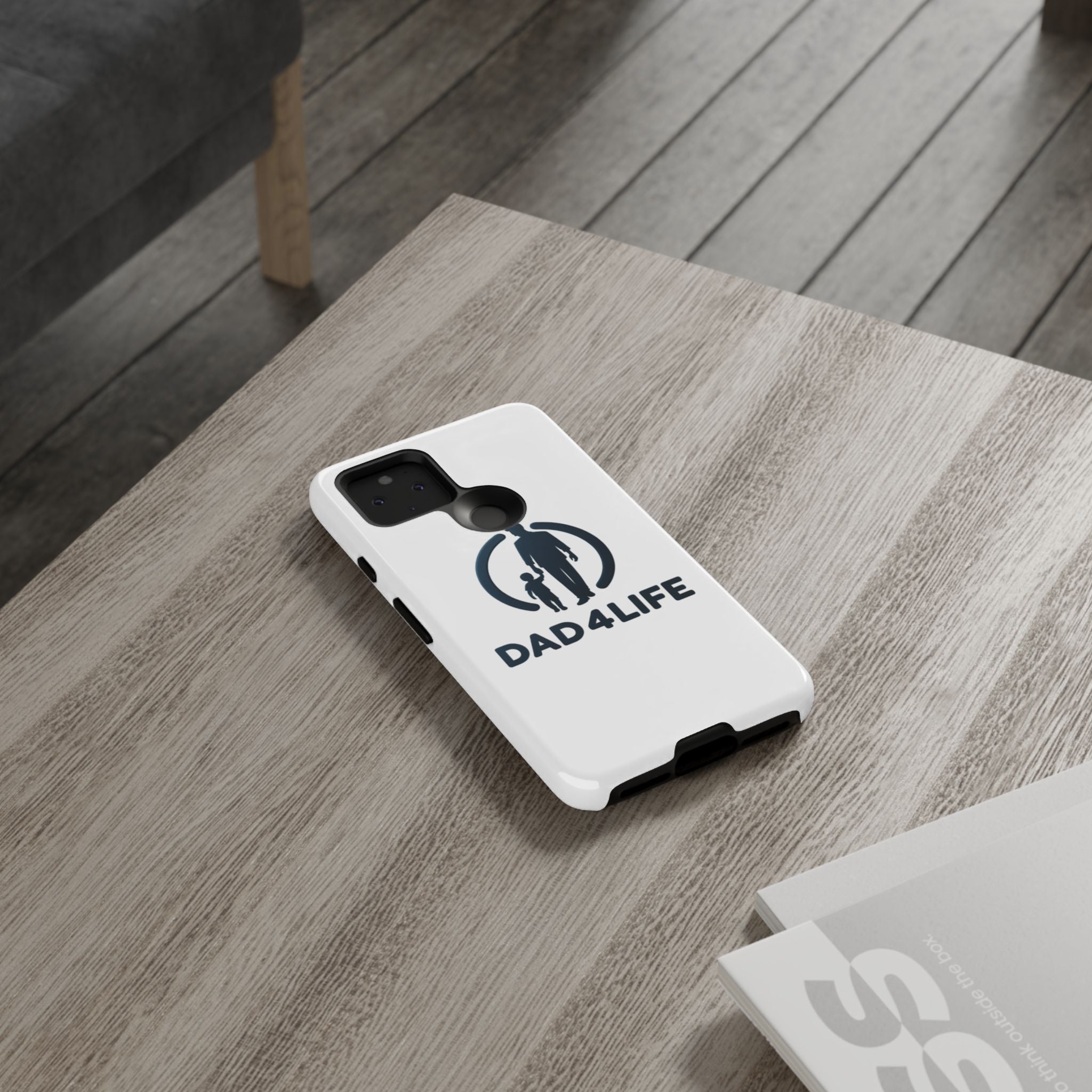 Funda protectora para teléfono Dad4Life — Funda protectora con silueta de padre e hijo