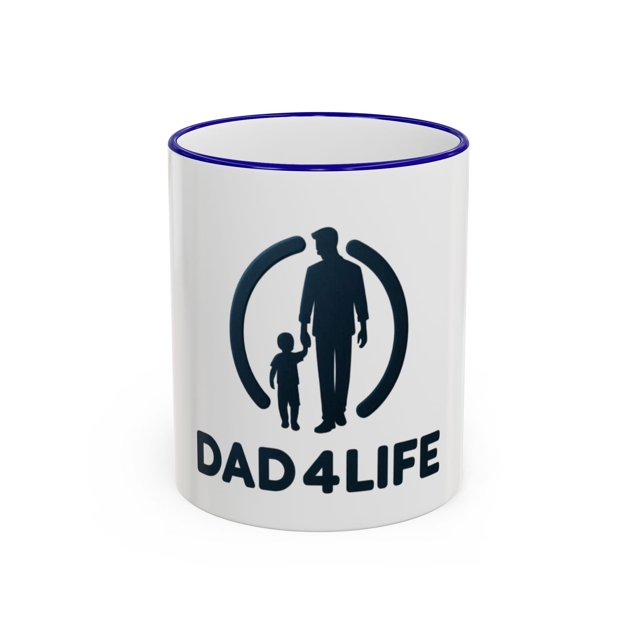 Dad 4 Life Accent Rim Mug — Father & Child Coffee Cup (11oz/15oz)