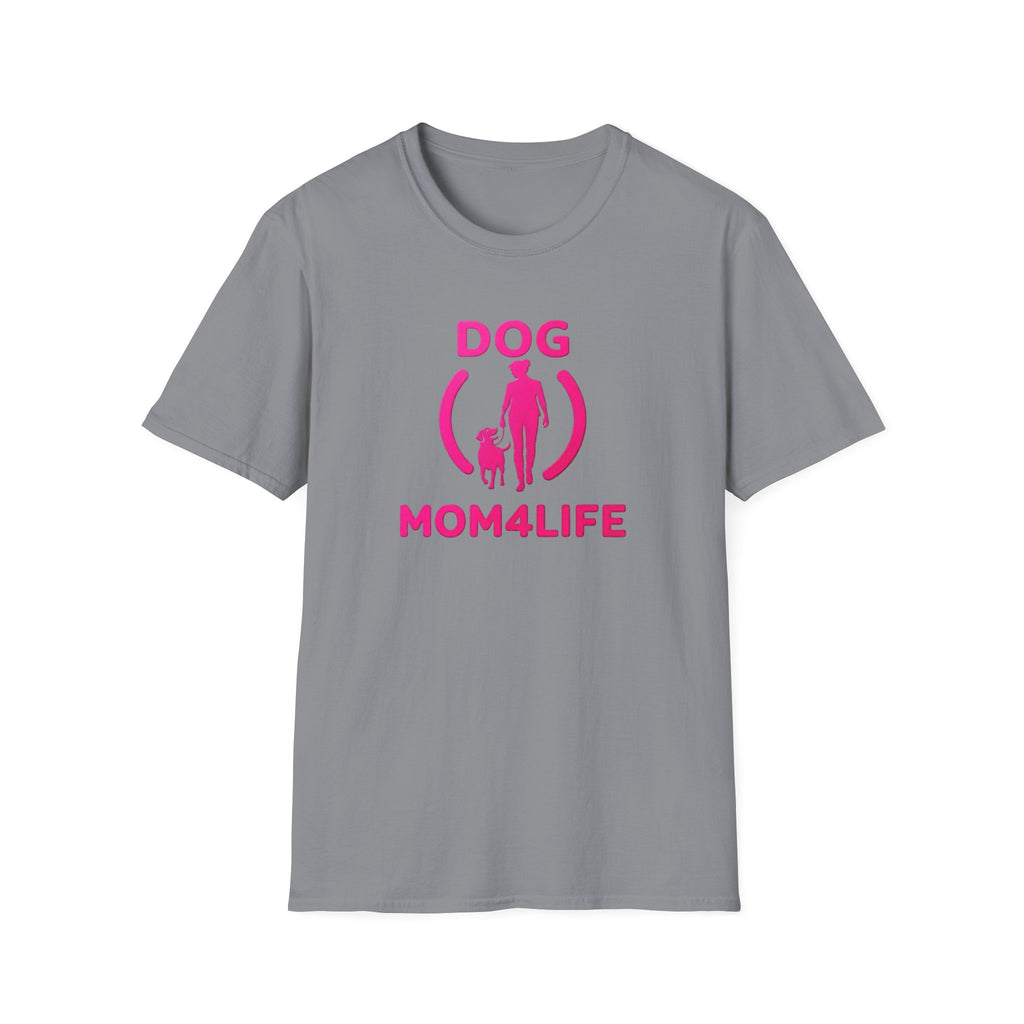Dog Mom 4 Life T-Shirt — Pink Silhouette Pet Lover Tee