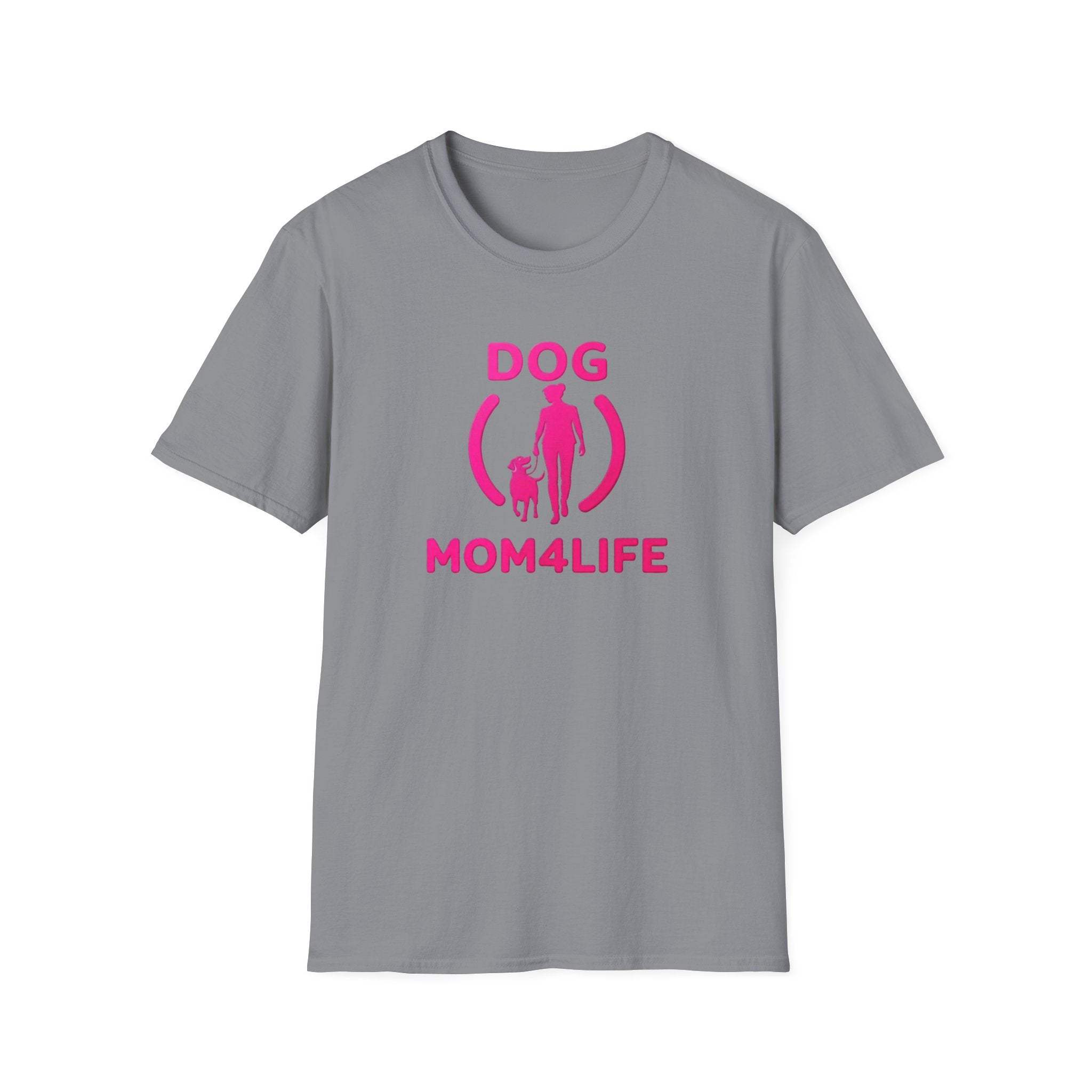 Dog Mom 4 Life T-Shirt — Pink Silhouette Pet Lover Tee