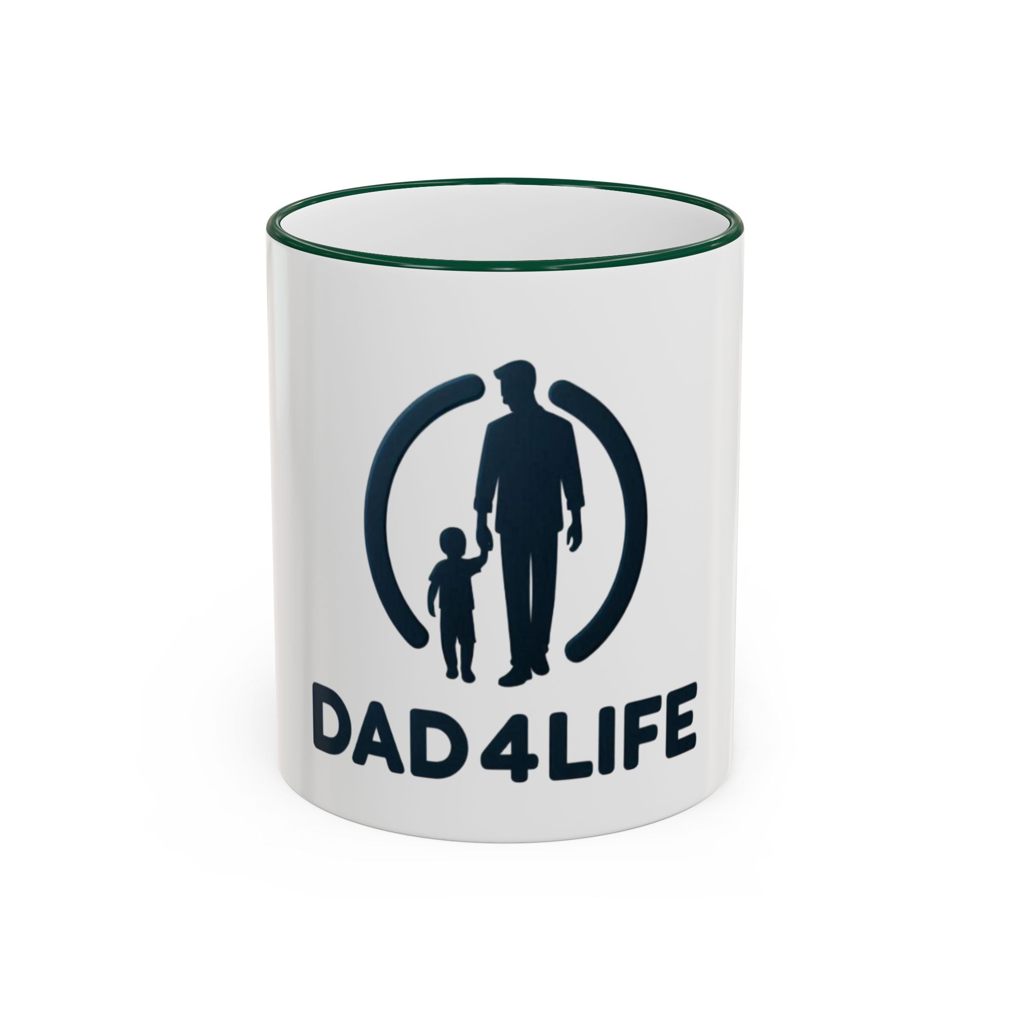 Dad 4 Life Accent Rim Mug — Father & Child Coffee Cup (11oz/15oz)