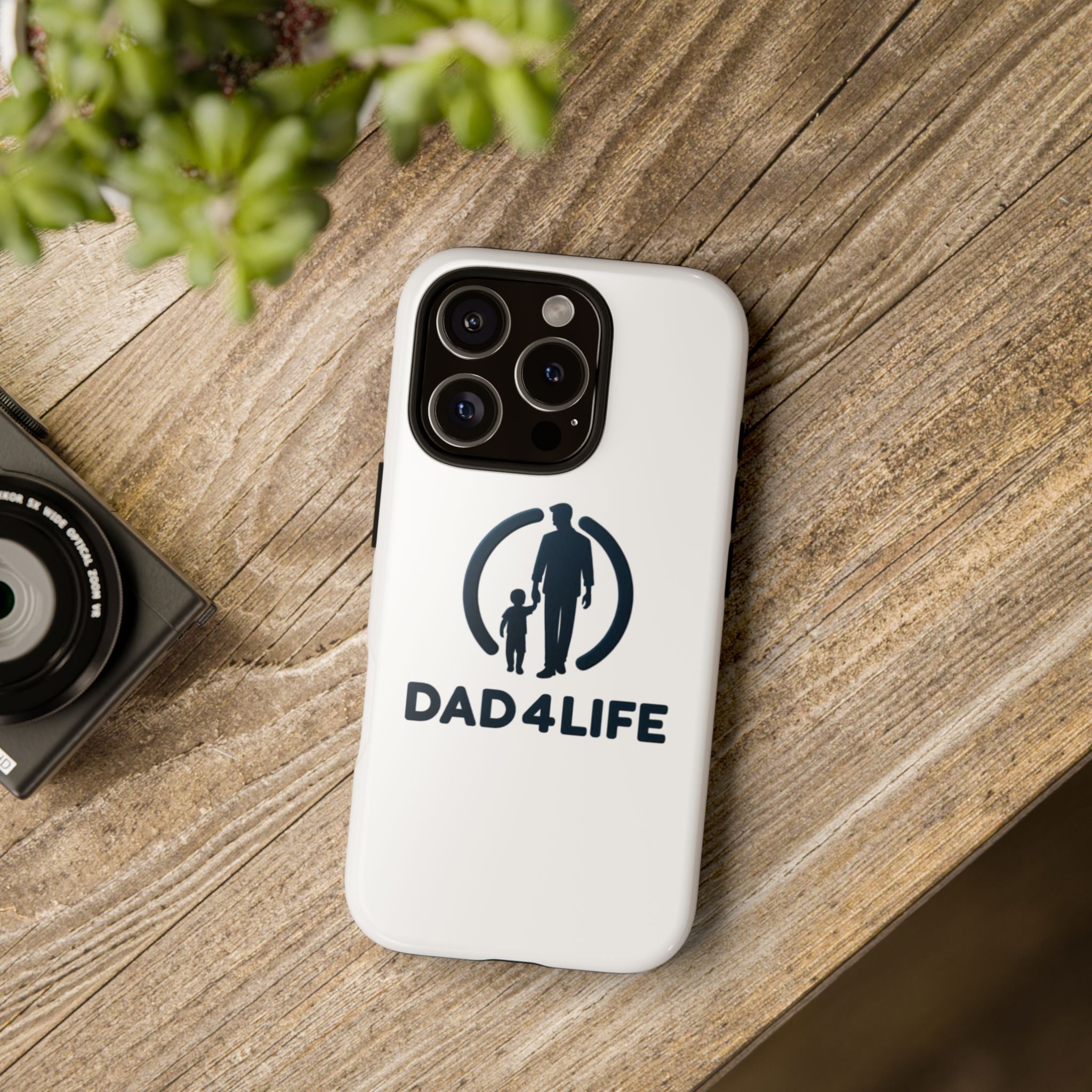 Funda protectora para teléfono Dad4Life — Funda protectora con silueta de padre e hijo