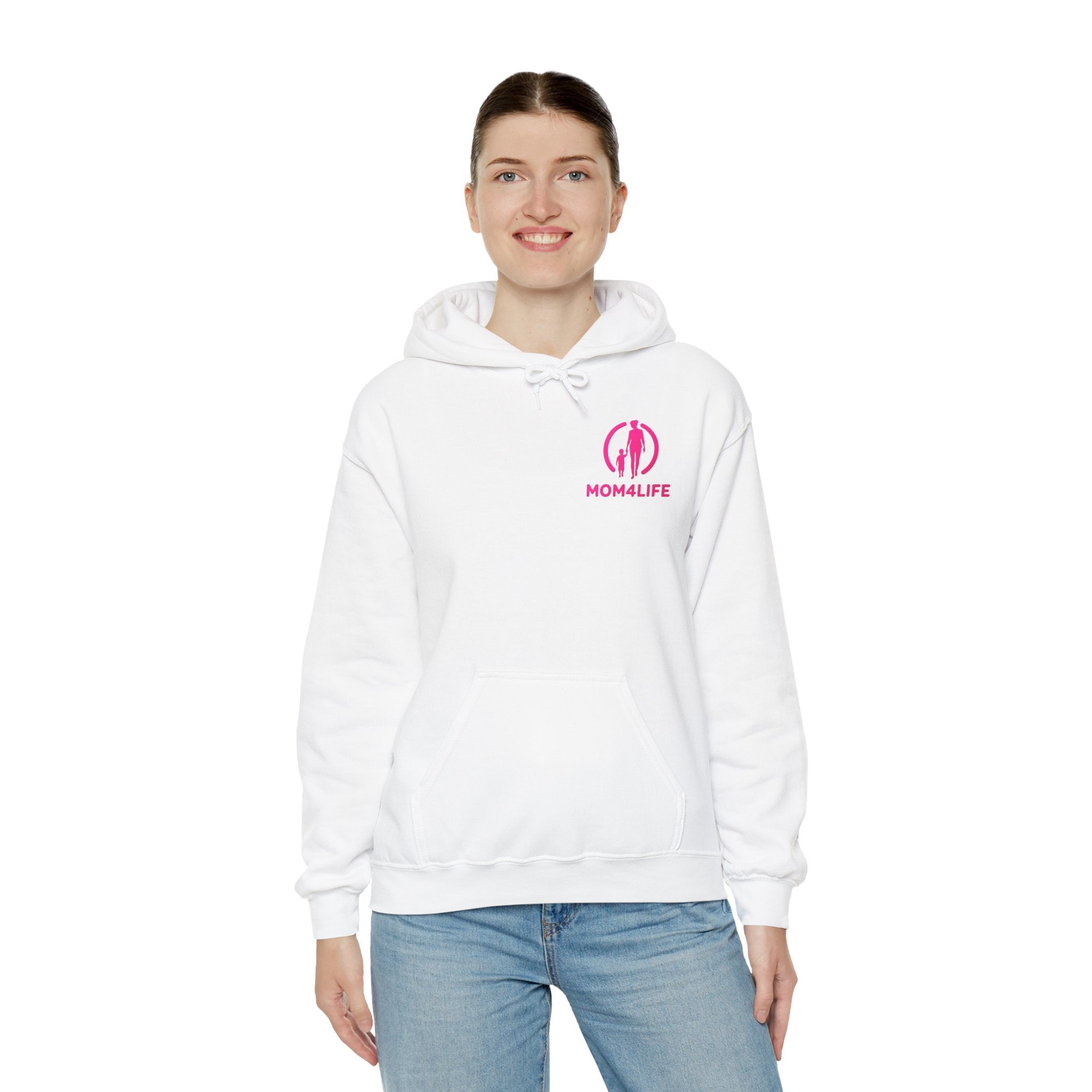 Mom4Life Hoodie – Pink Logo Mother's Day Pullover