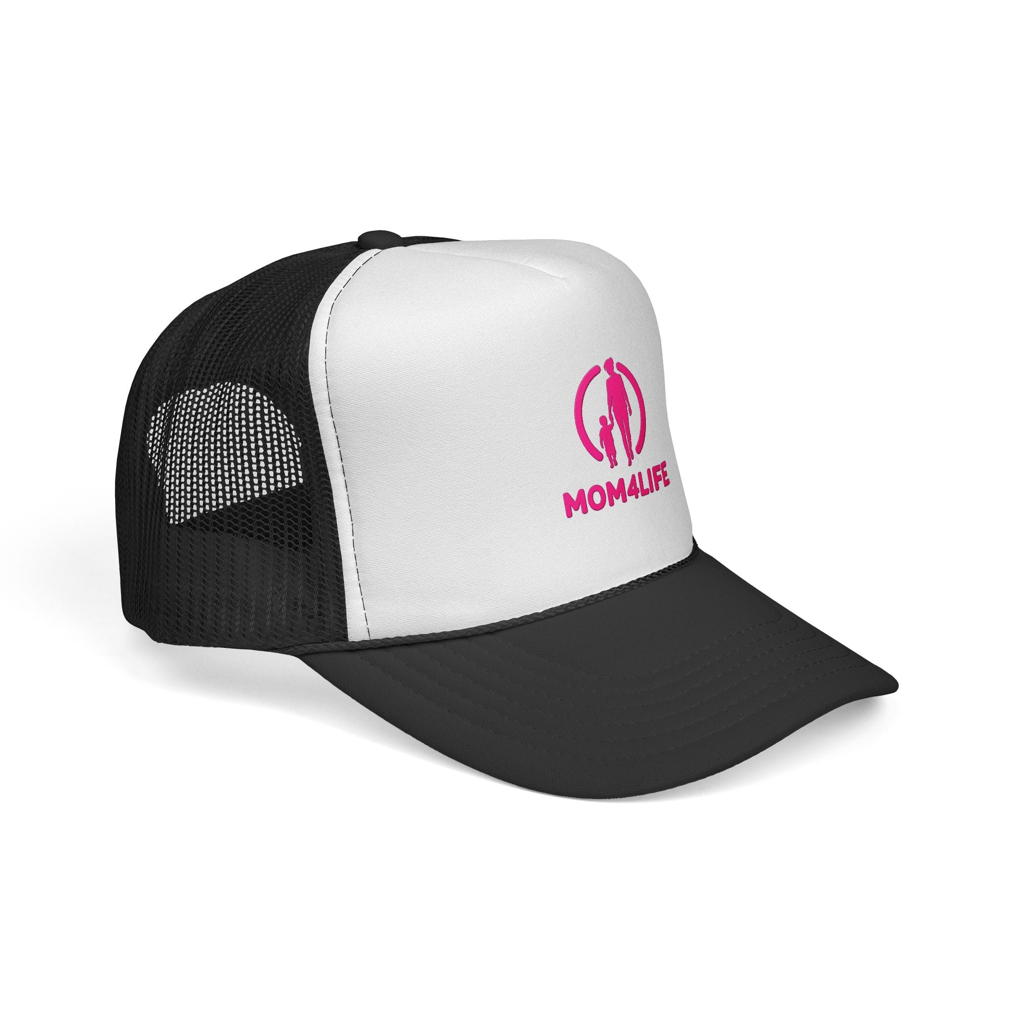 Trucker Cap — "Mom4Life" Pink Logo Mesh Hat