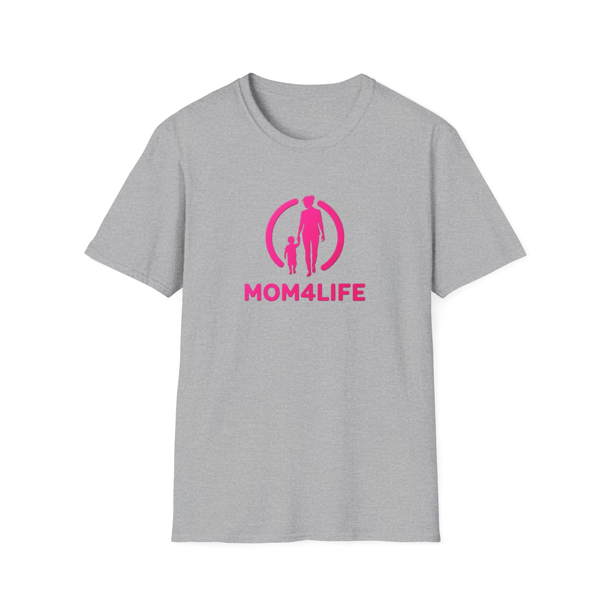 Mom4Life T-Shirt — Pink Mom and Child Graphic Tee, Mother's Day Gift