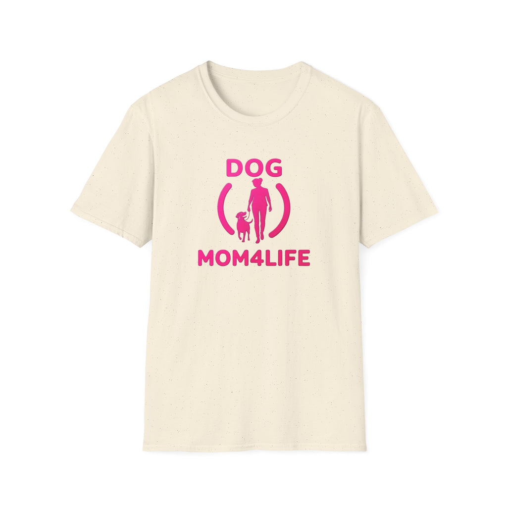 Dog Mom 4 Life T-Shirt — Pink Silhouette Pet Lover Tee