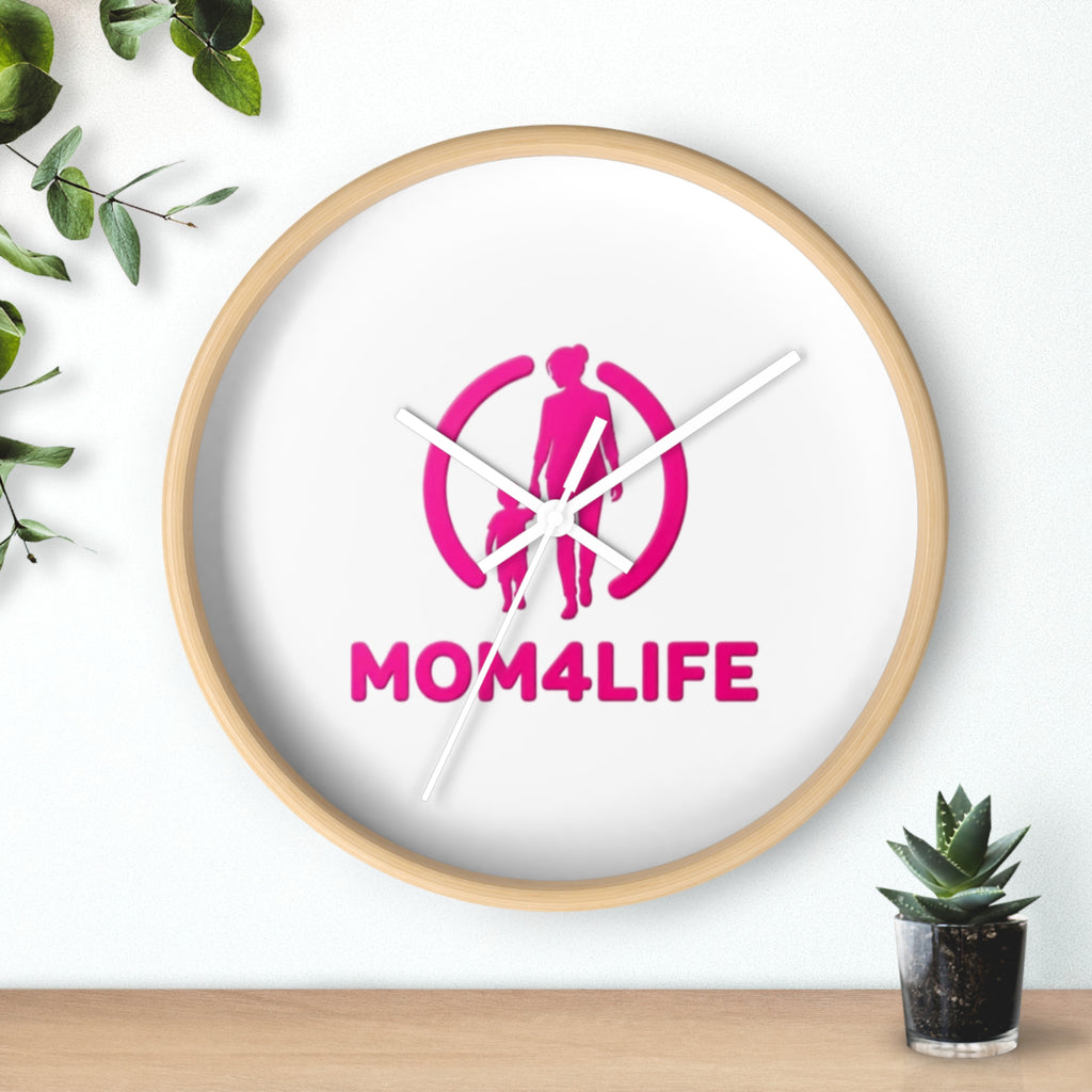 Mom4Life Wall Clock – Pink Mom & Kids Decorative Clock, Mother’s Day Gift