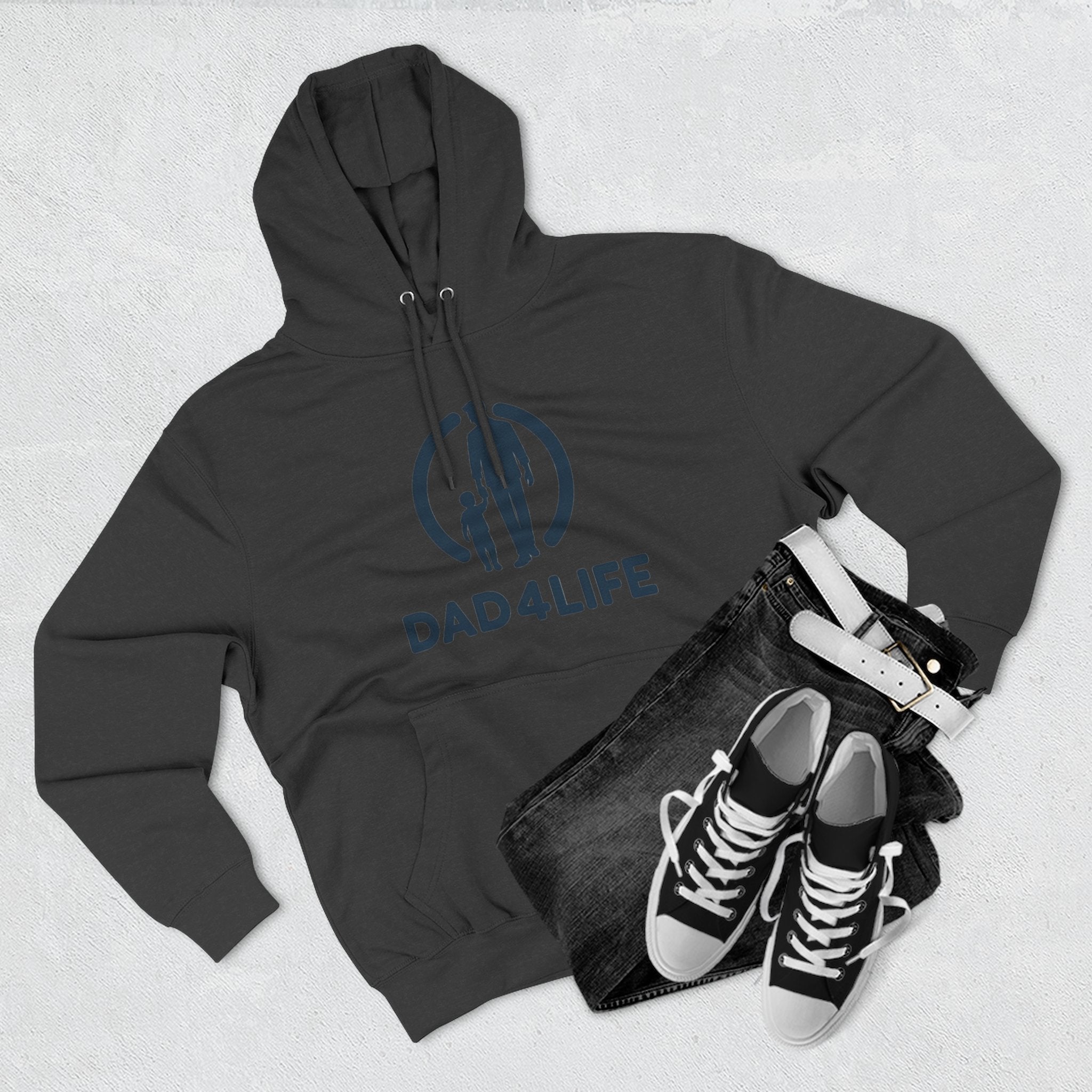 Dad 4 Life Hoodie — Father & Child Silhouette Fleece Pullover