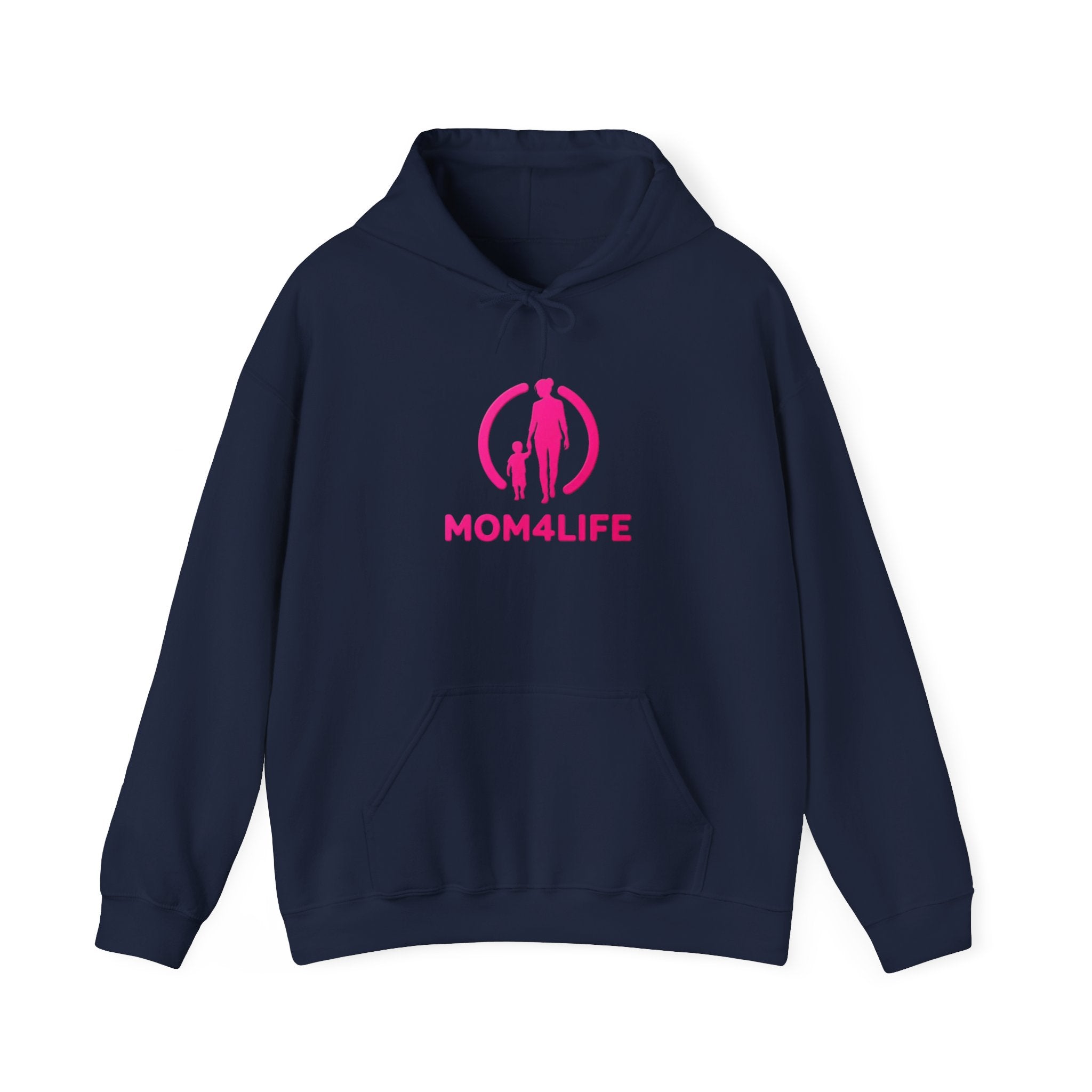 Mom4Life Hoodie — Pink Mom & Child Graphic Pullover, Mother's Day Gift