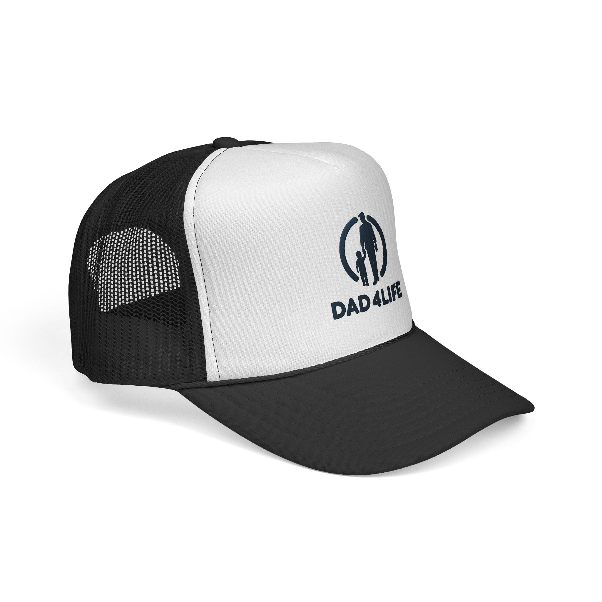 Dad 4 Life Trucker Hat — Father & Child Silhouette Cap (Fathers Day Gift)