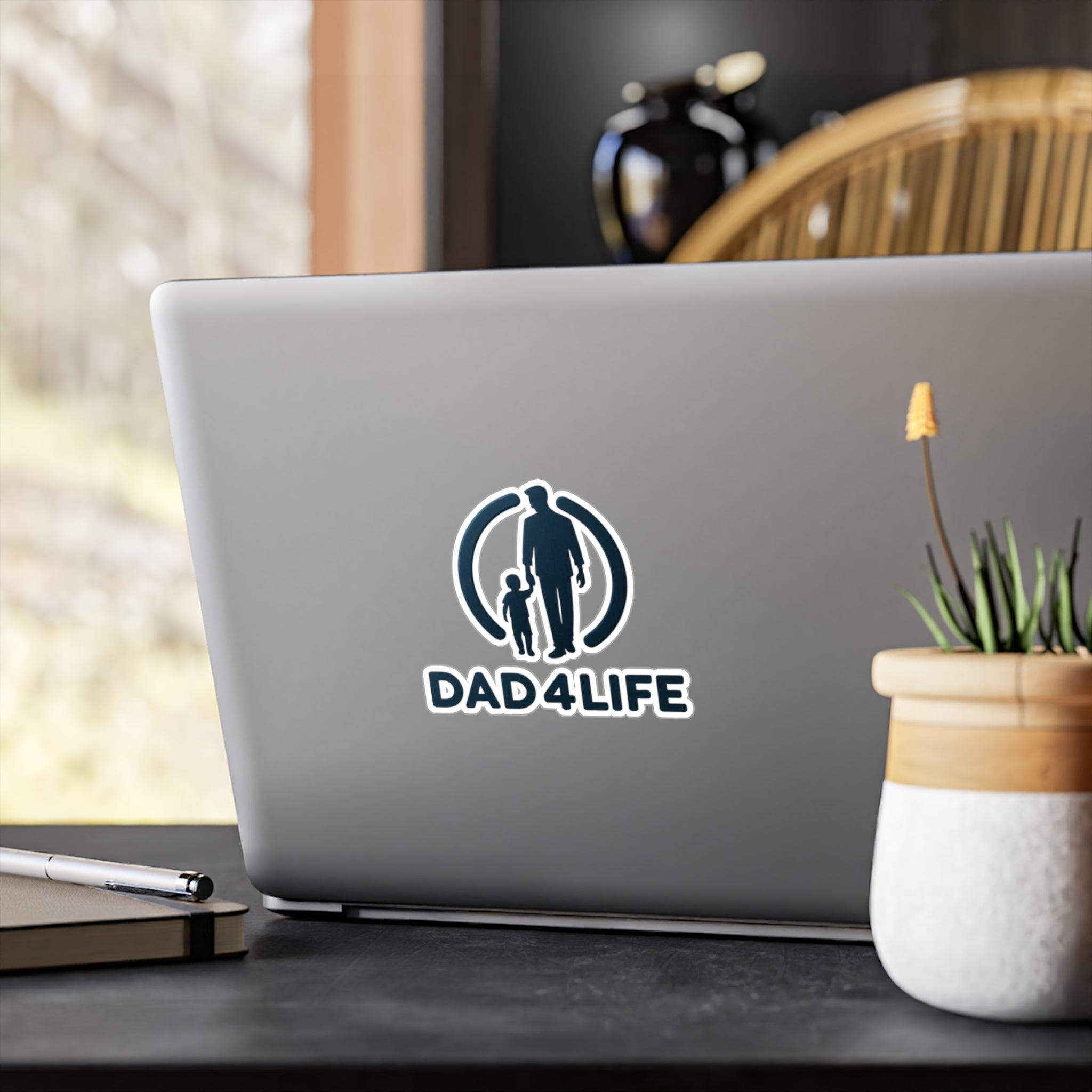 Dad4Life Vinyl Sticker — Father & Child Kiss-Cut Decal (Perfect for Cars, Laptops & Gifts)