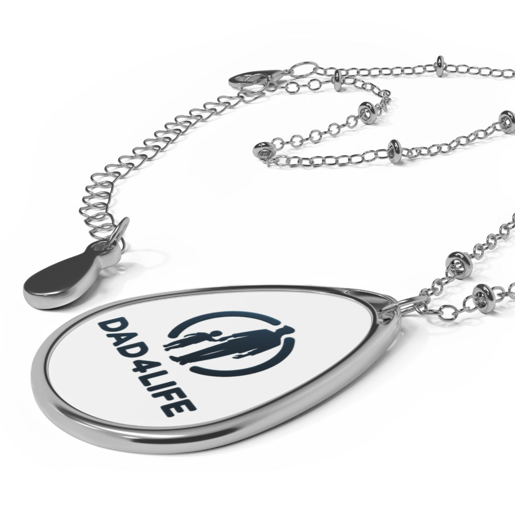 Dad4Life Oval Necklace — Personalized Teardrop Pendant for Fathers, Father’s Day Gift