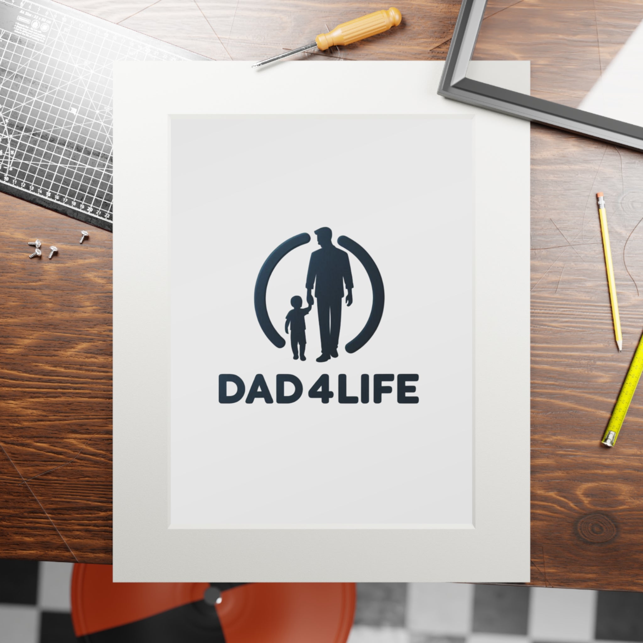 Dad 4 Life Fine Art Print (Passepartout Frame) — Father & Child Wall Art
