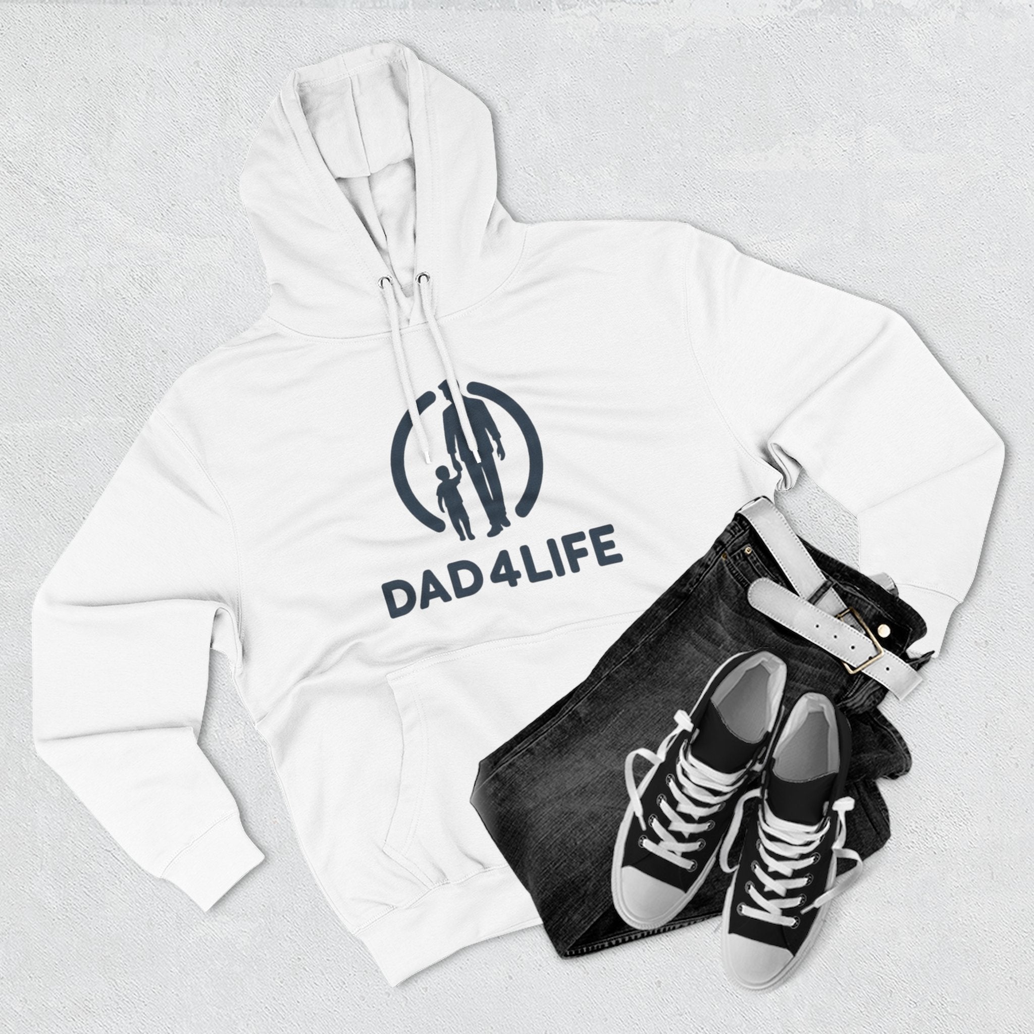Dad 4 Life Hoodie — Father & Child Silhouette Fleece Pullover