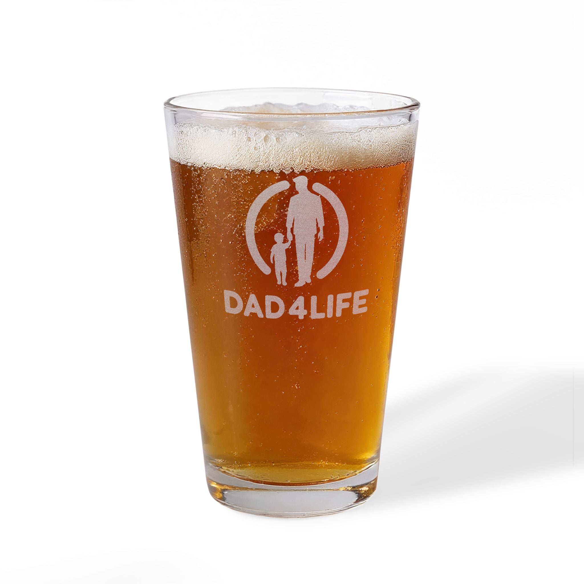 Engraved 'DAD 4 LIFE' 16oz Pint Mixing Glass – Father's Day Beer & Cocktail Gift