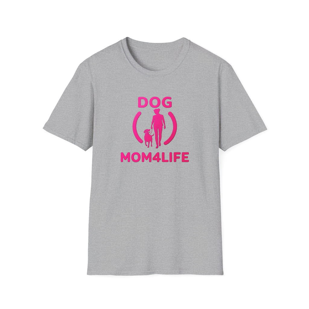 Dog Mom 4 Life T-Shirt — Pink Silhouette Pet Lover Tee