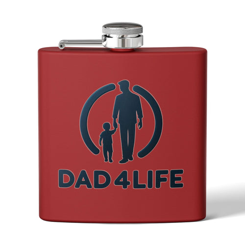6oz Stainless Steel Flask — "DAD 4 LIFE" Father & Son Graphic, Father's Day Gift
